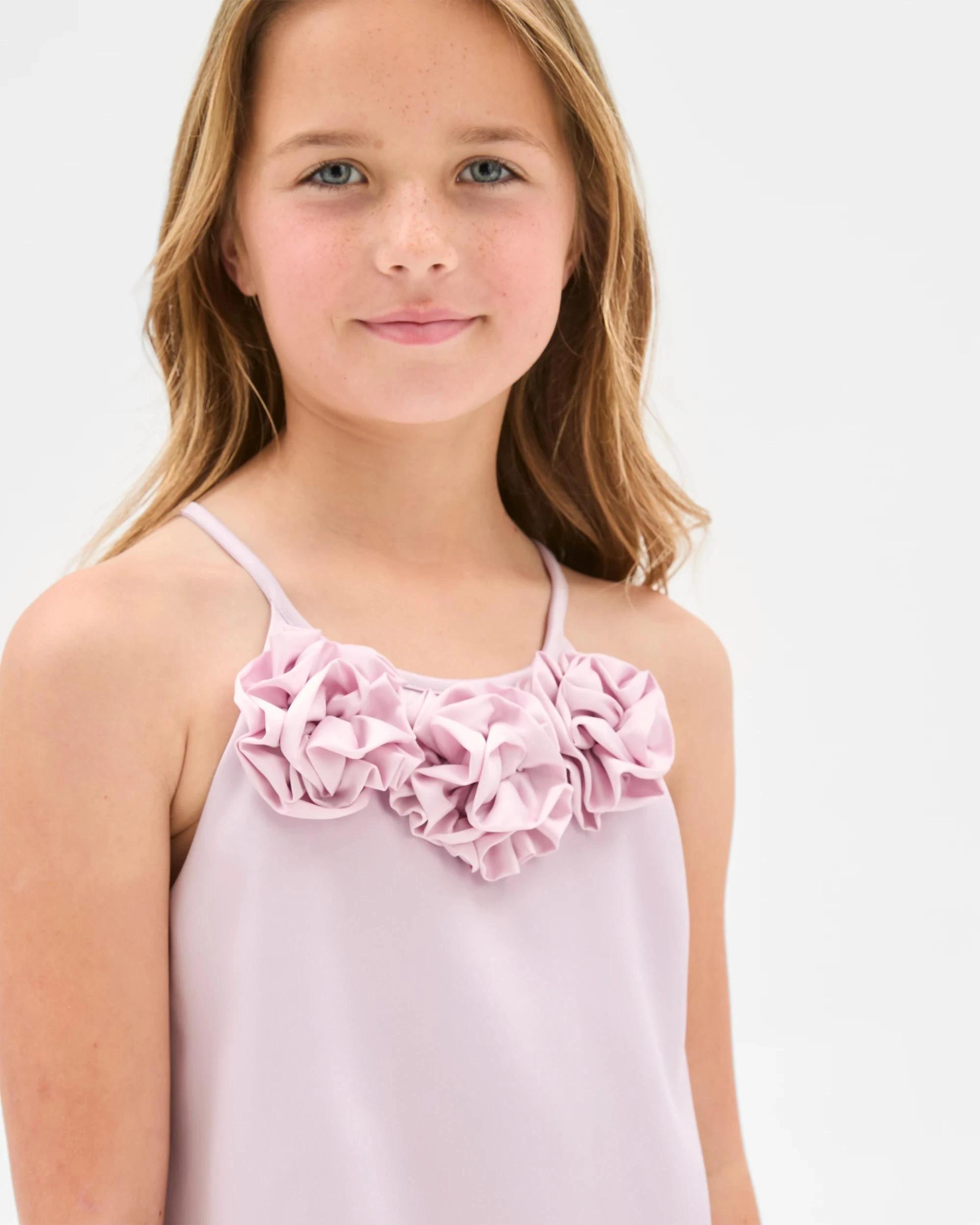 3 Target Kids Satin 3D Flower Tank and Skirt 2 Piece Set PURPLE, 3 of 8