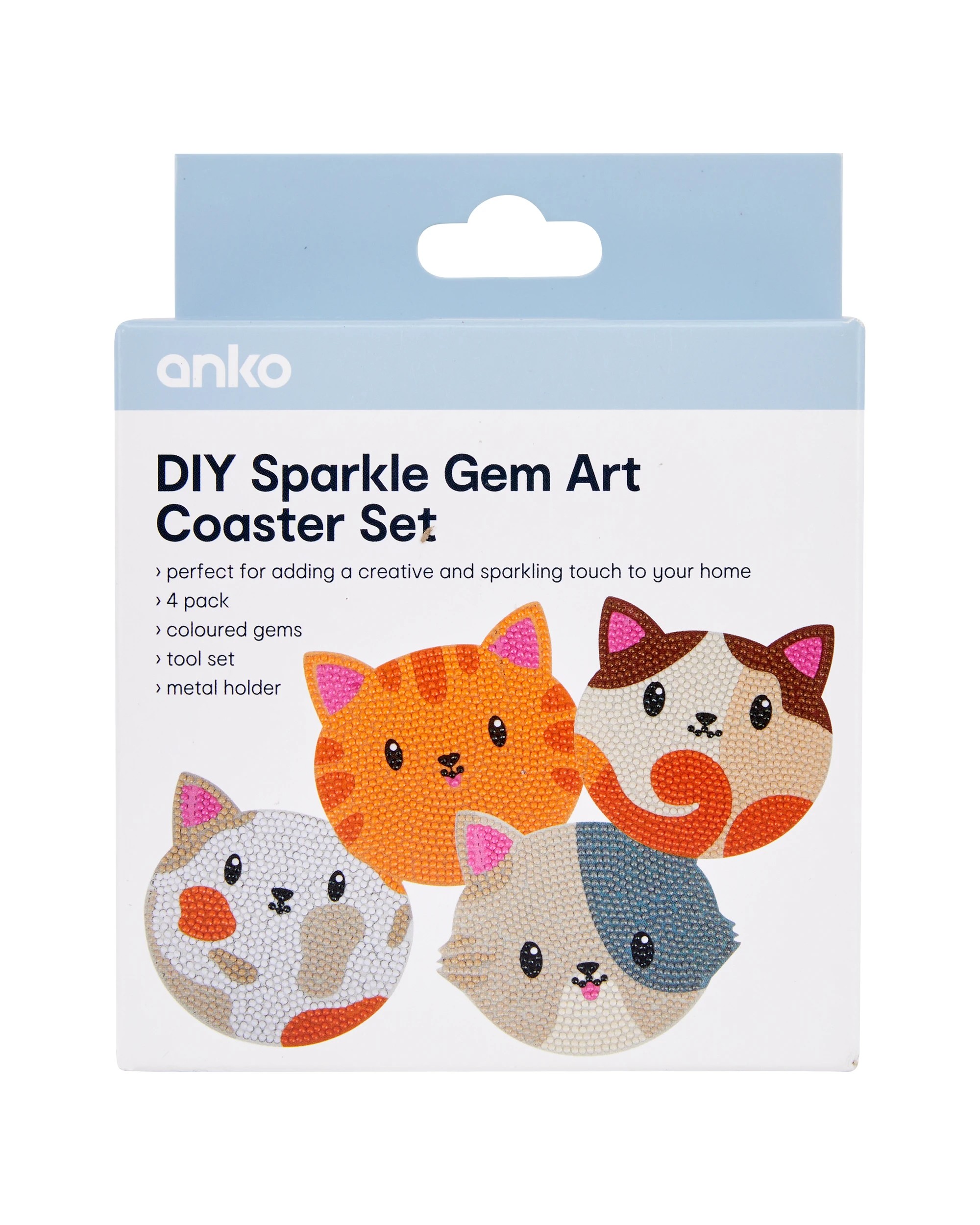 1 DIY Sparkle Gem Art Coaster Set - Pets, 1 of 4