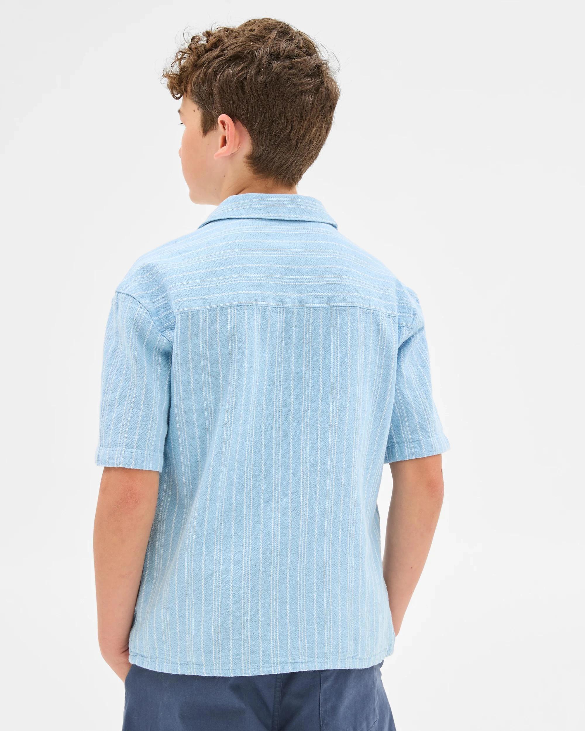 4 Target Cotton Linen Blend Short Sleeve Textured Shirt TIDAL BLUE STRIPE, 4 of 6