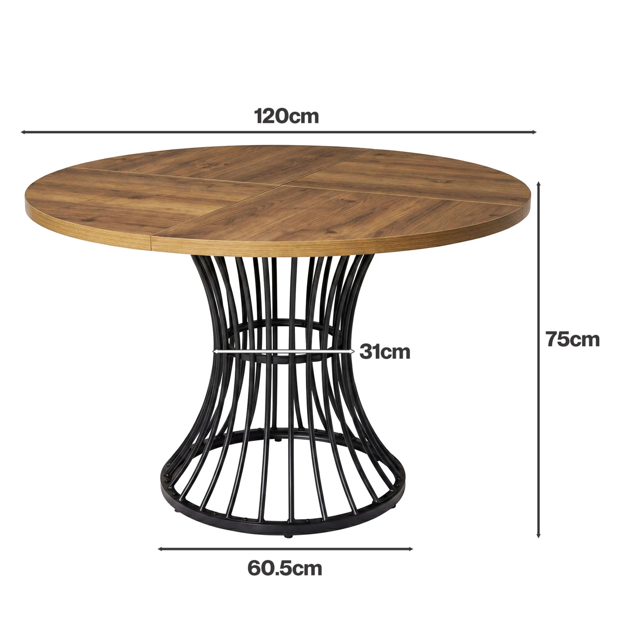 3 Levede Dining Table 120cm Round Dining Table 30mm MDF Retro, 3 of 8