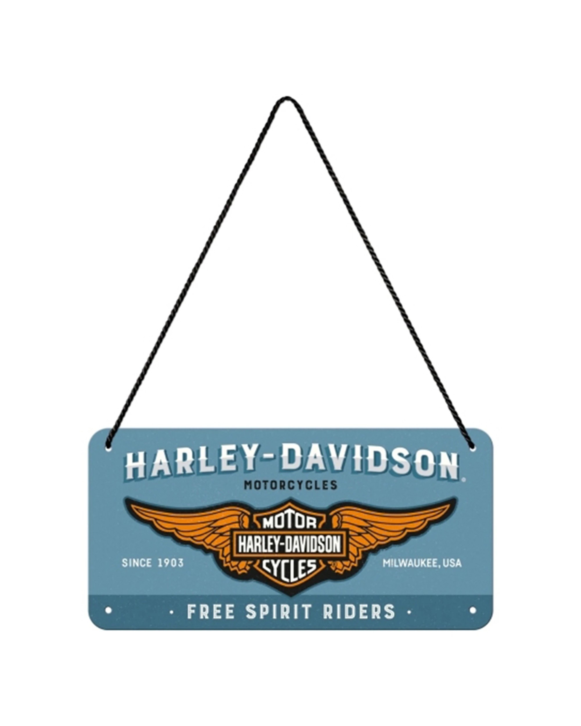 1 Nostalgic-Art Metal Hanging Sign 10x20cm Wall Decor - Harley-Davidson Logo - Blue, 1 of 5