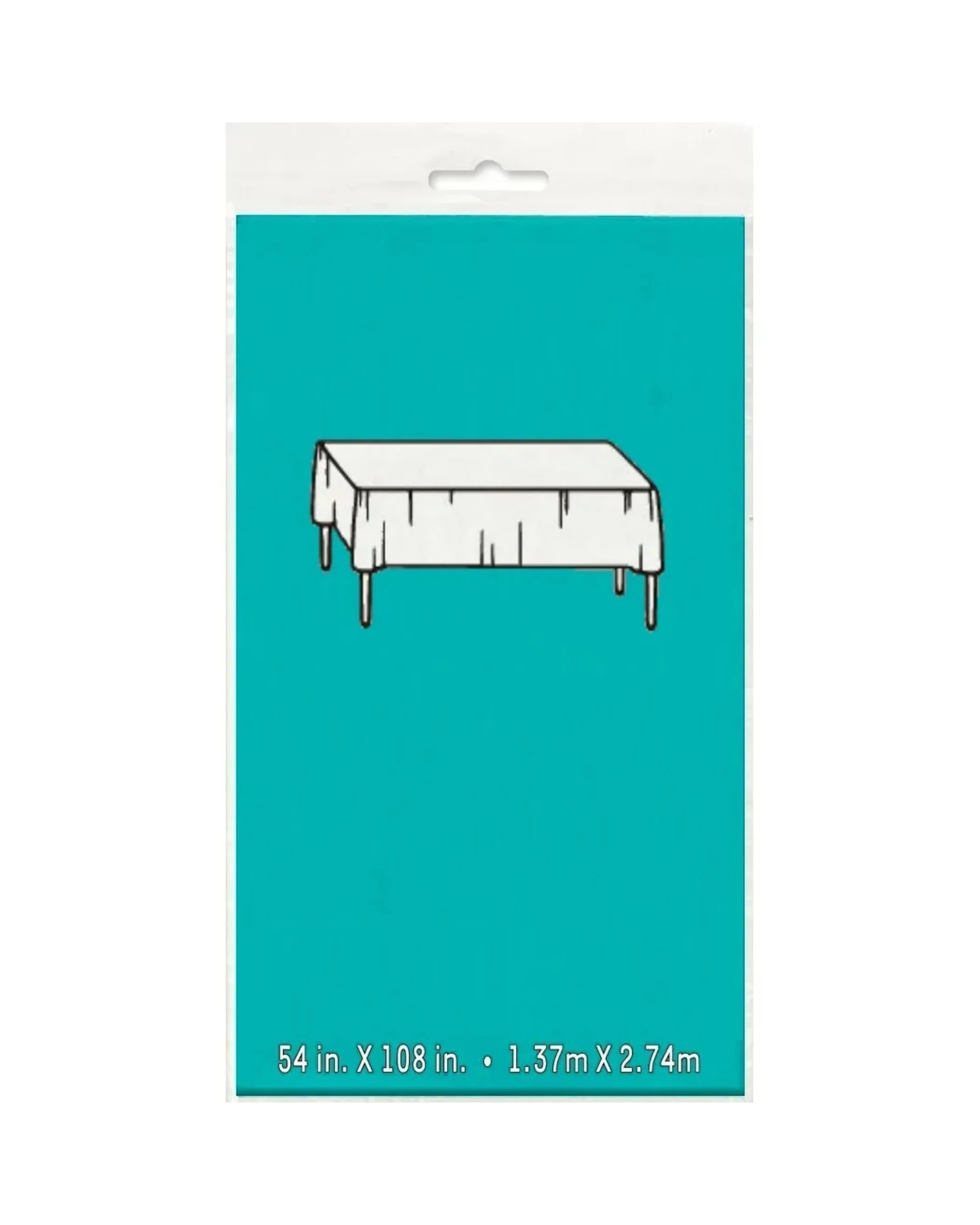 2 Unique Teal Rectangular Plastic Tablecloth - Teal, 2 of 2
