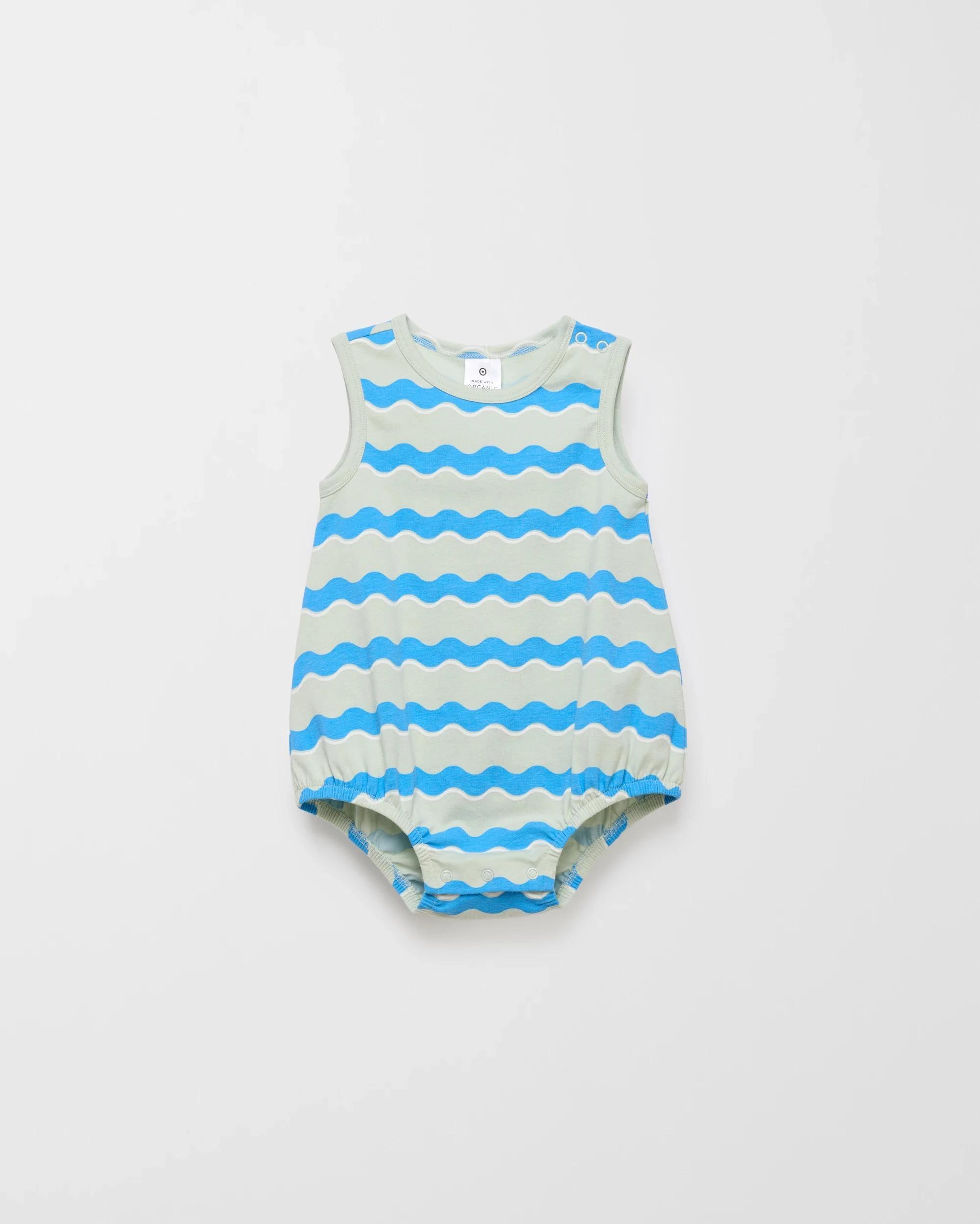 1 Target Baby Organic Cotton Print Bubble Bodysuit BLUE WAVE, 1 of 2