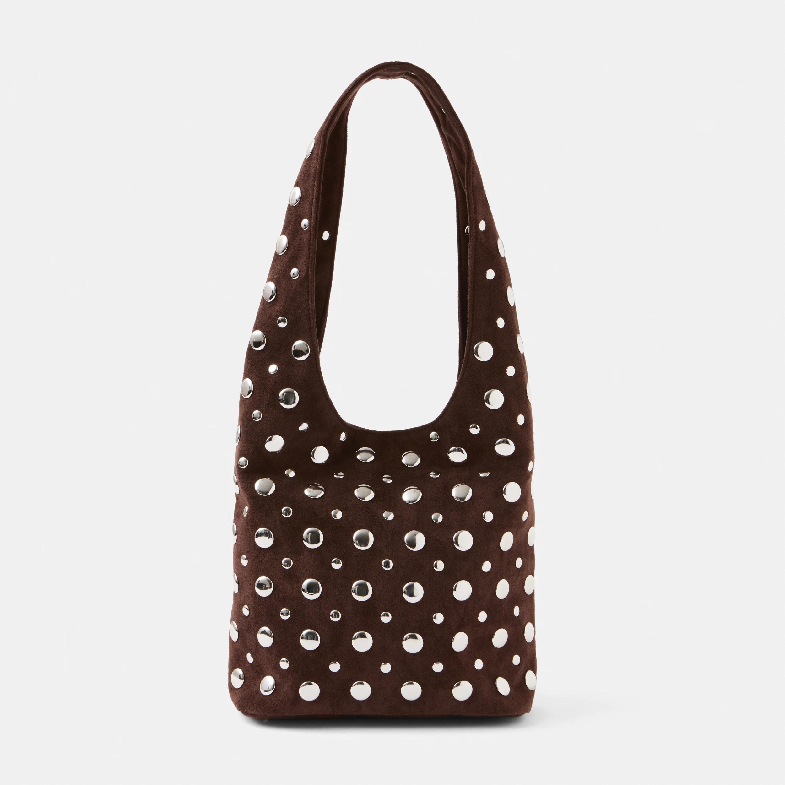1 Stud Shoulder Bag CHOCOLATE PLUM, 1 of 7