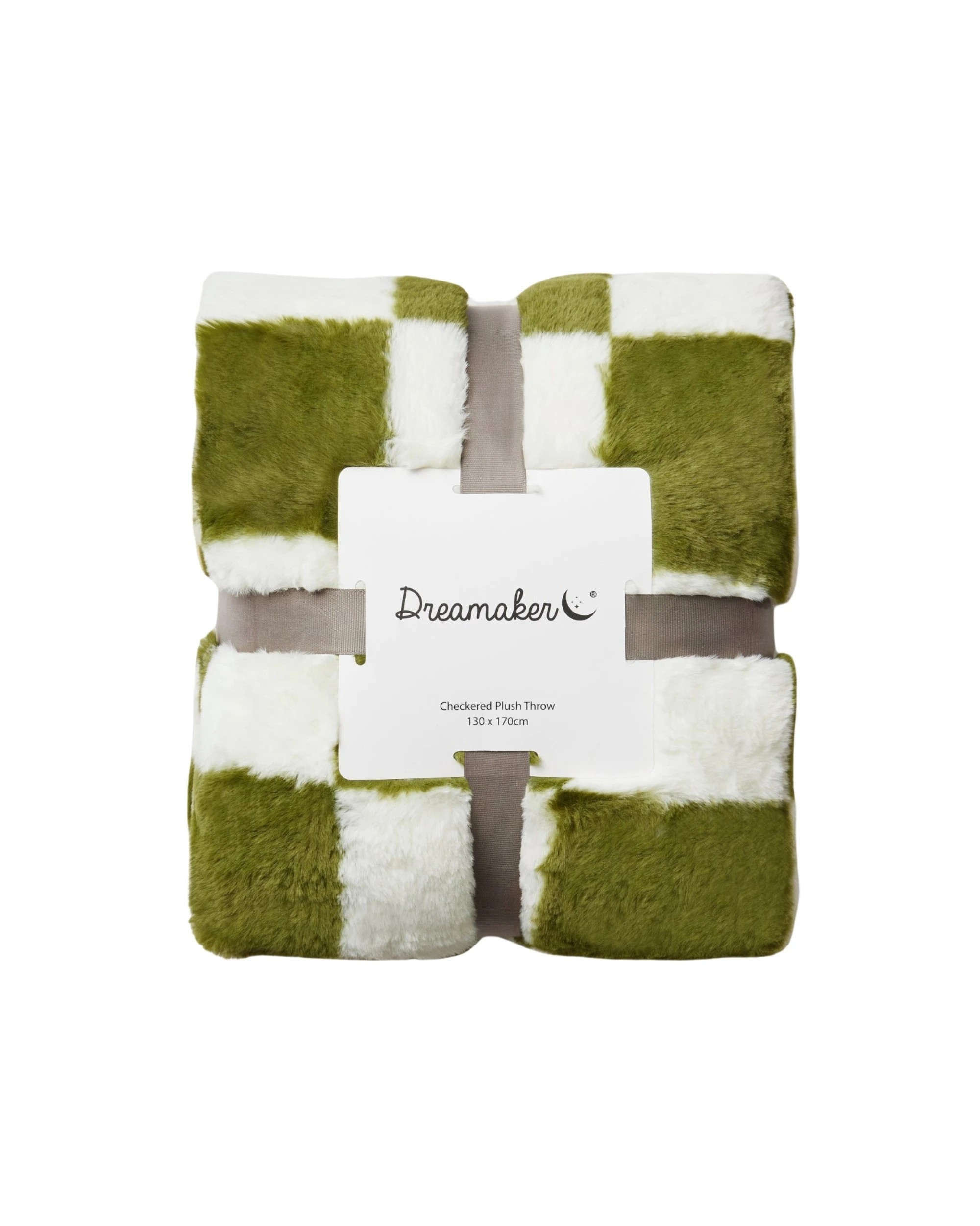 5 Dreamaker Checkered Plush Throw Blanket 130x170cm - Olive and Cream, 5 of 6