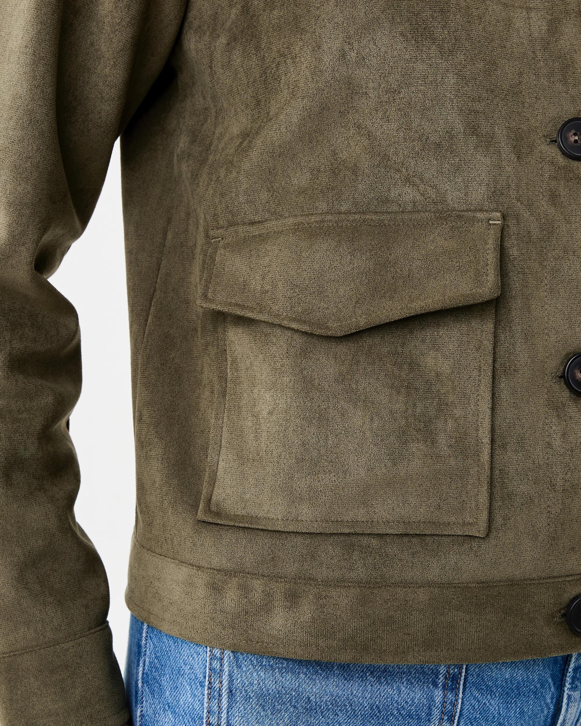 7 Fitted Suedette Jacket Deep Olive, 7 of 9