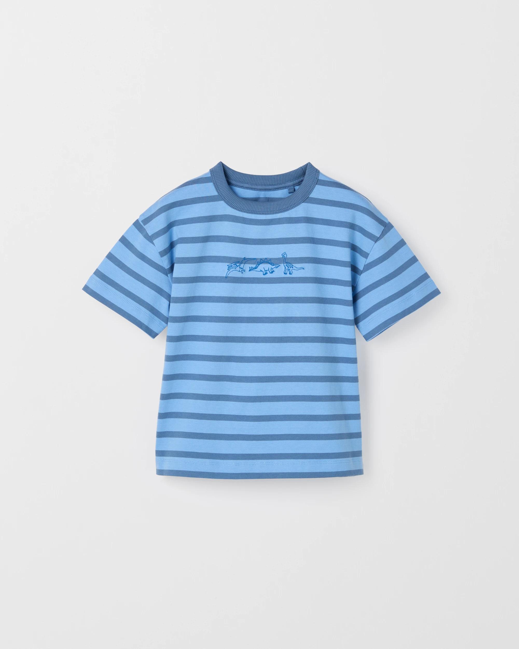 1 Target Kids Australian Cotton Oversized Embroidered Stripe T-Shirt BLUE, 1 of 2