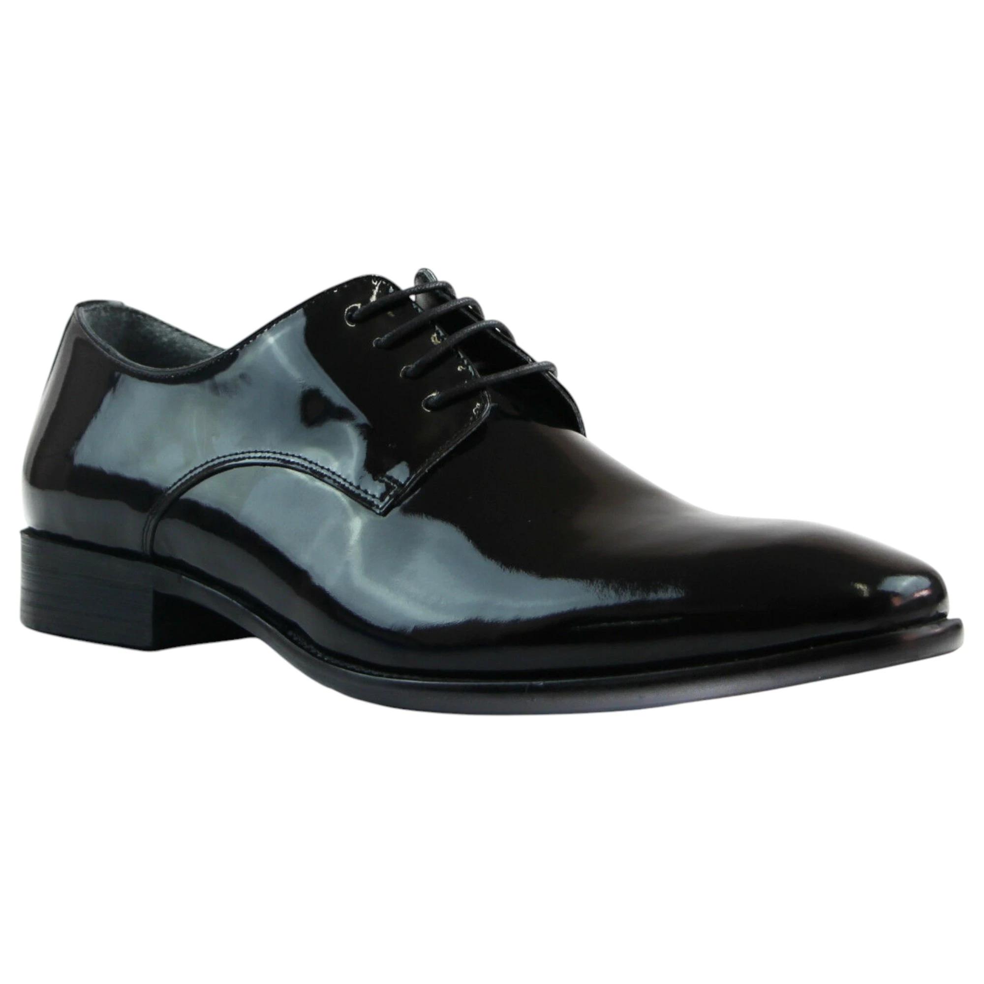 1 Zasel Mens Blair Leather Patent Lace Work Formal Shoes BLACK, 1 of 3