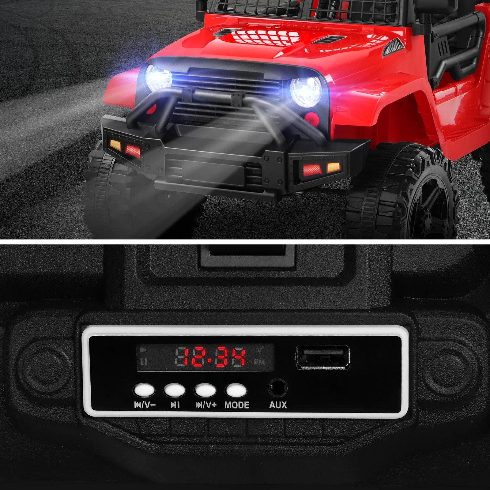 9 Alfordson Kids Ride On Car Toy Jeep Electric 12V 70W Motors R/C LED Lights - Red, 9 of 10