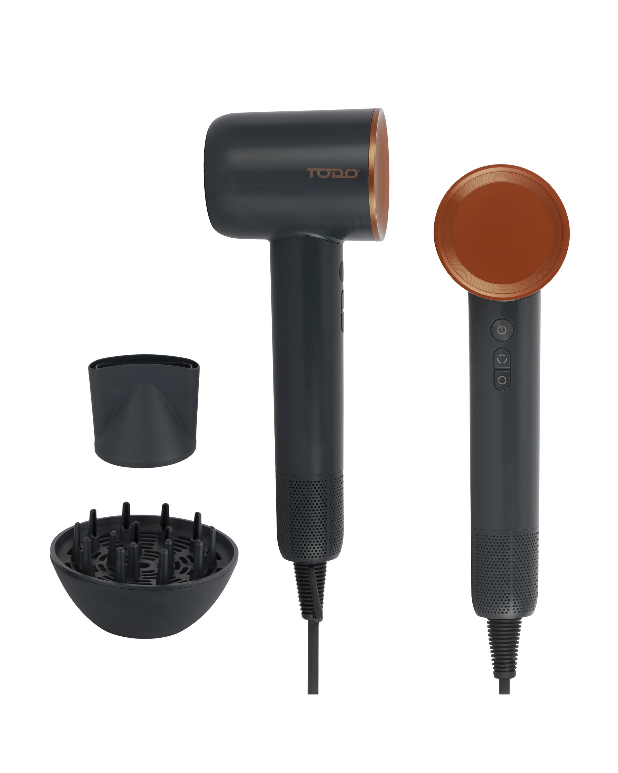 1 TODO 1600W Hair Dryer 110,000 RPM High Speed 3 Speed 4 Temperature - Grey, 1 of 8