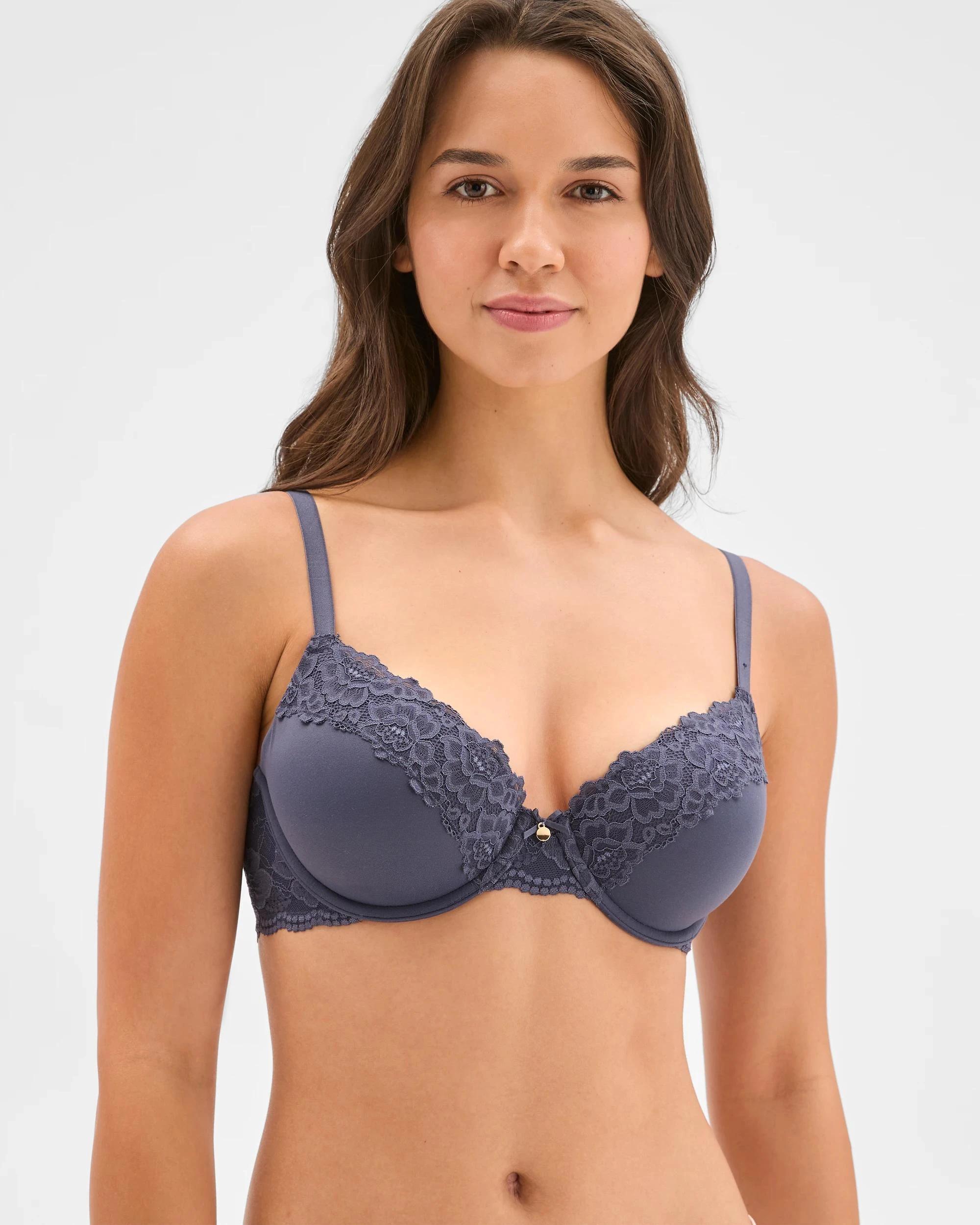 1 Target Woman Womens Lace Trim Overlay Underwire Bra WINTER BLUE, 1 of 4
