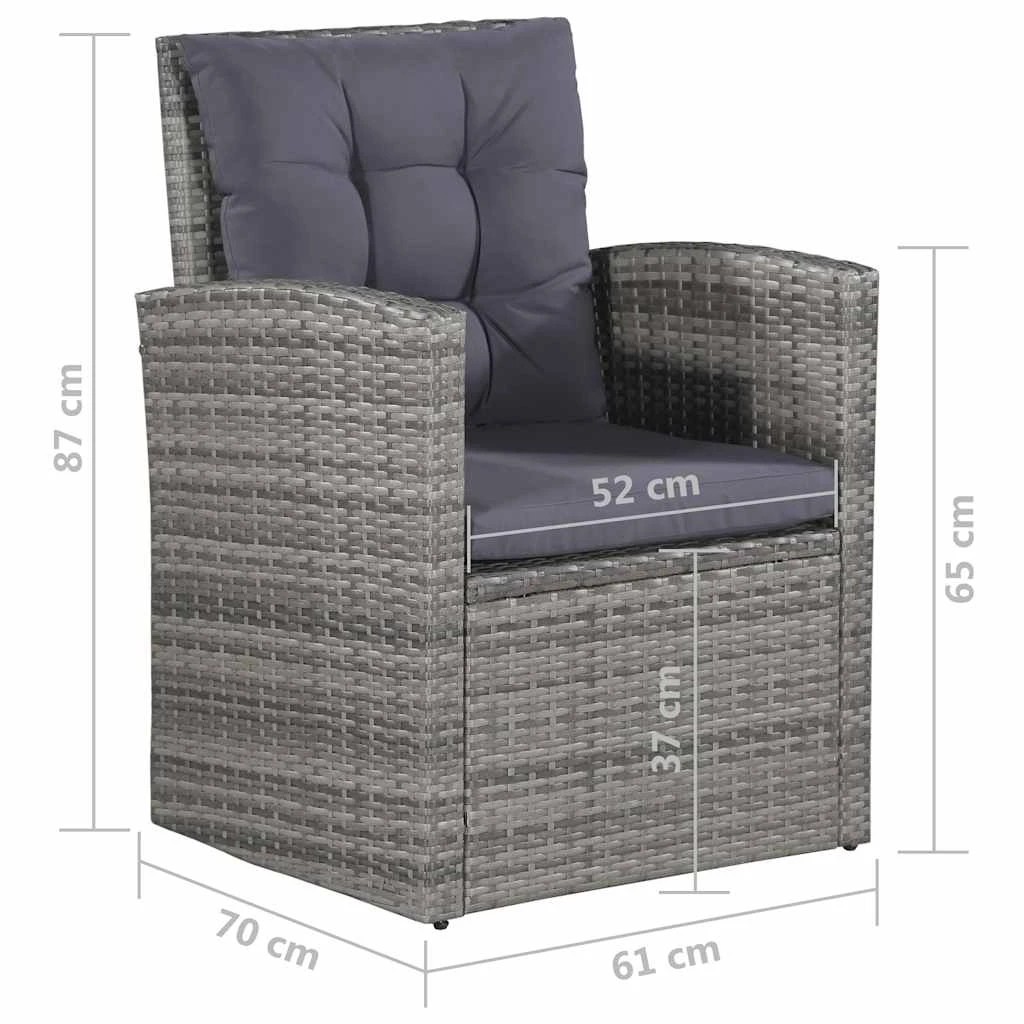 8 vidaXL 6 Piece Garden Lounge Set With Cushions Poly Rattan - Grey, 8 of 8
