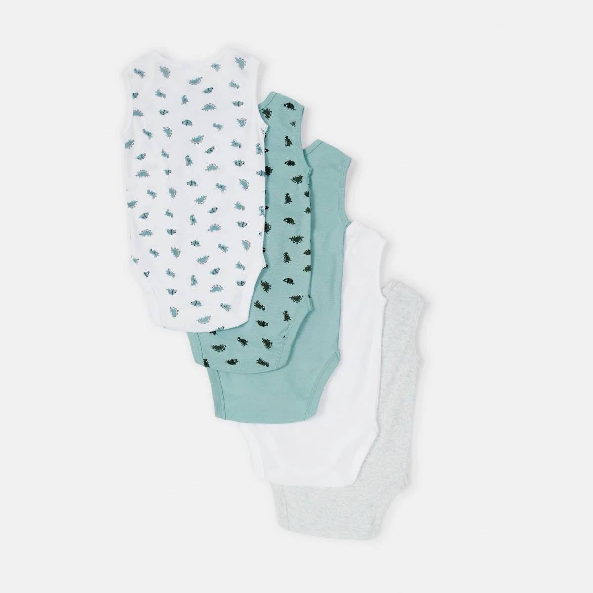 2 5 Pack Sleeveless Bodysuits Dino, 2 of 10