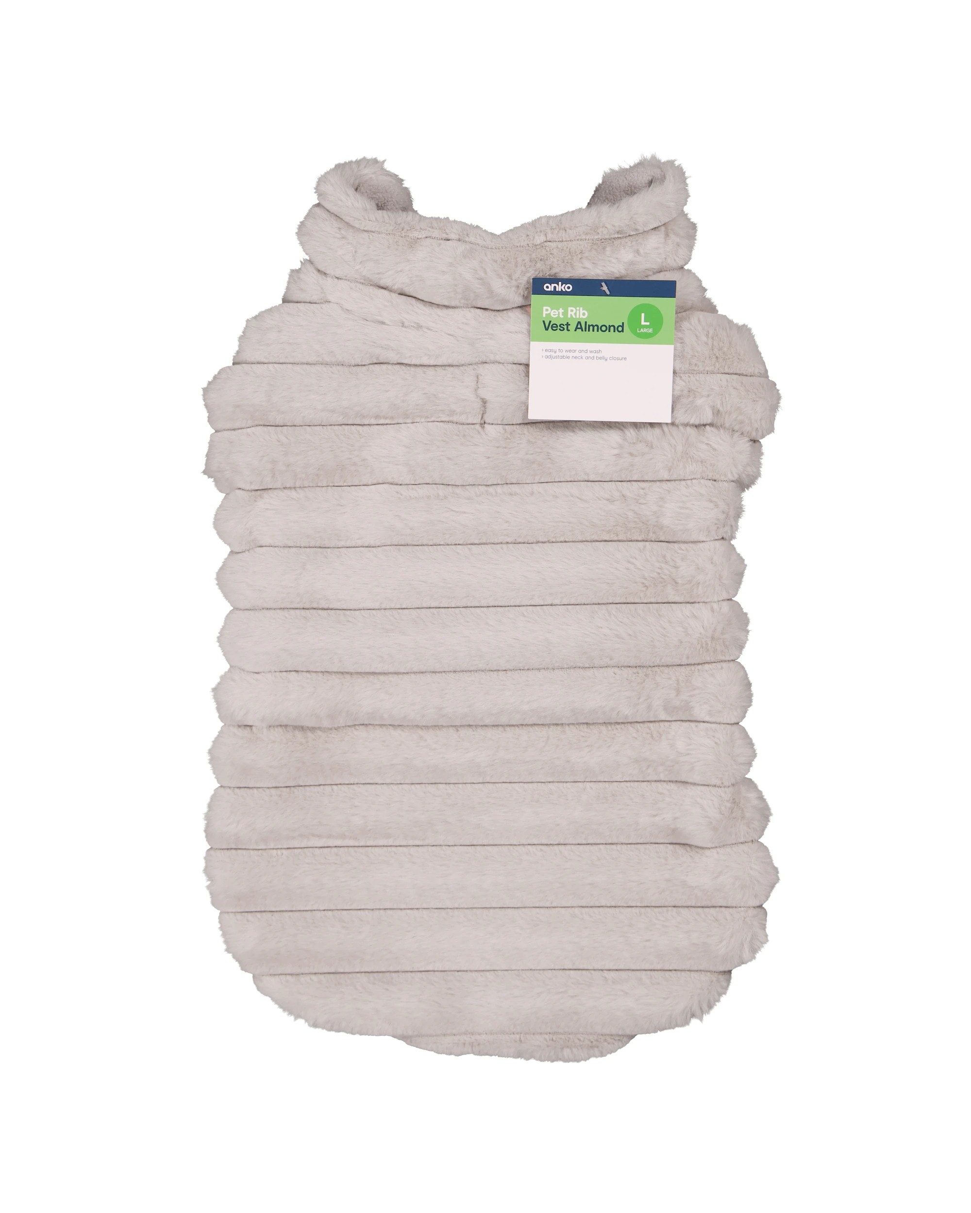 10 Pet Ribbed Vest - Large, Almond, 10 of 10
