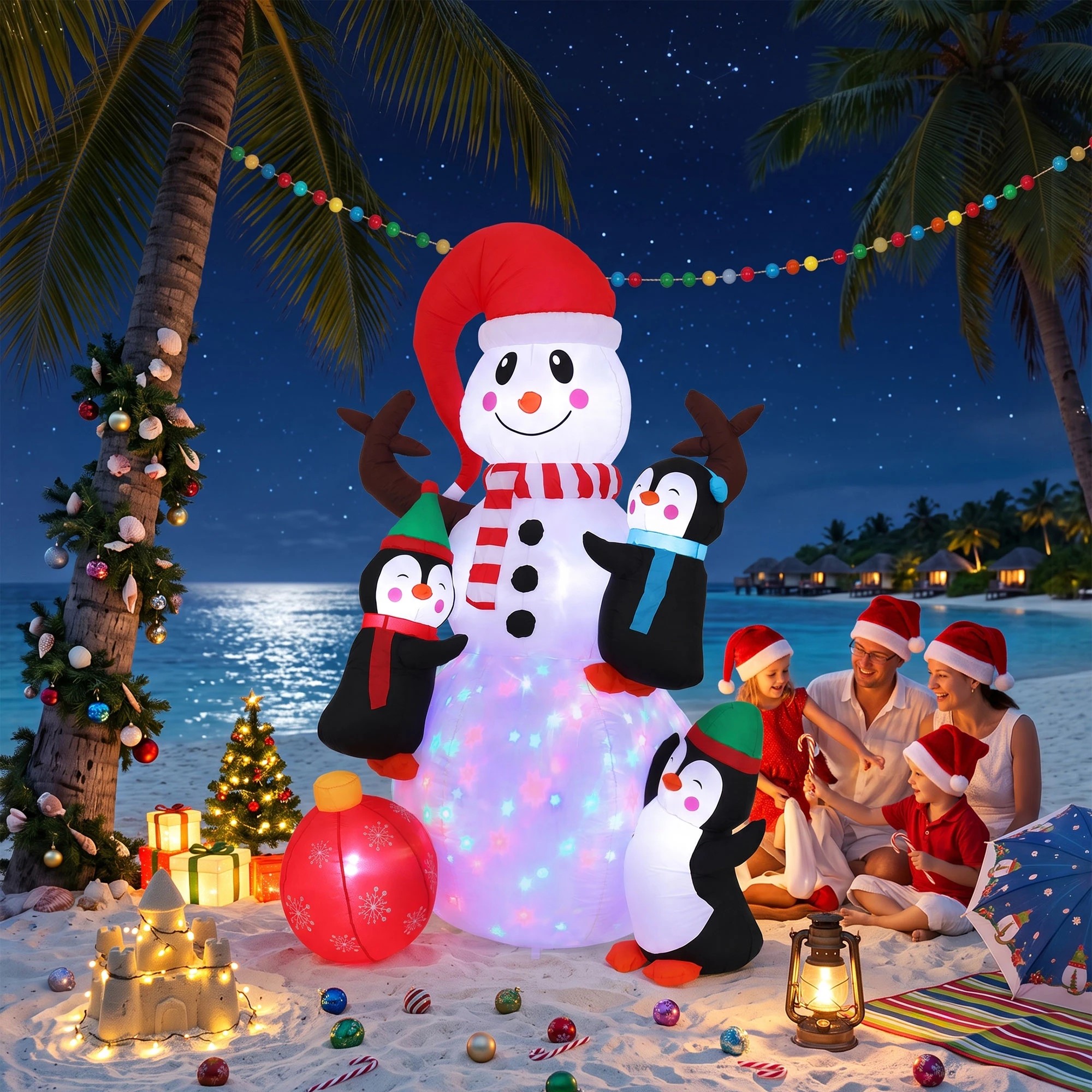 9 Jingle Jollys Christmas Inflatable Snowman 1.8M Height LED Outdoor Decorations Illuminated - Multi, 9 of 9