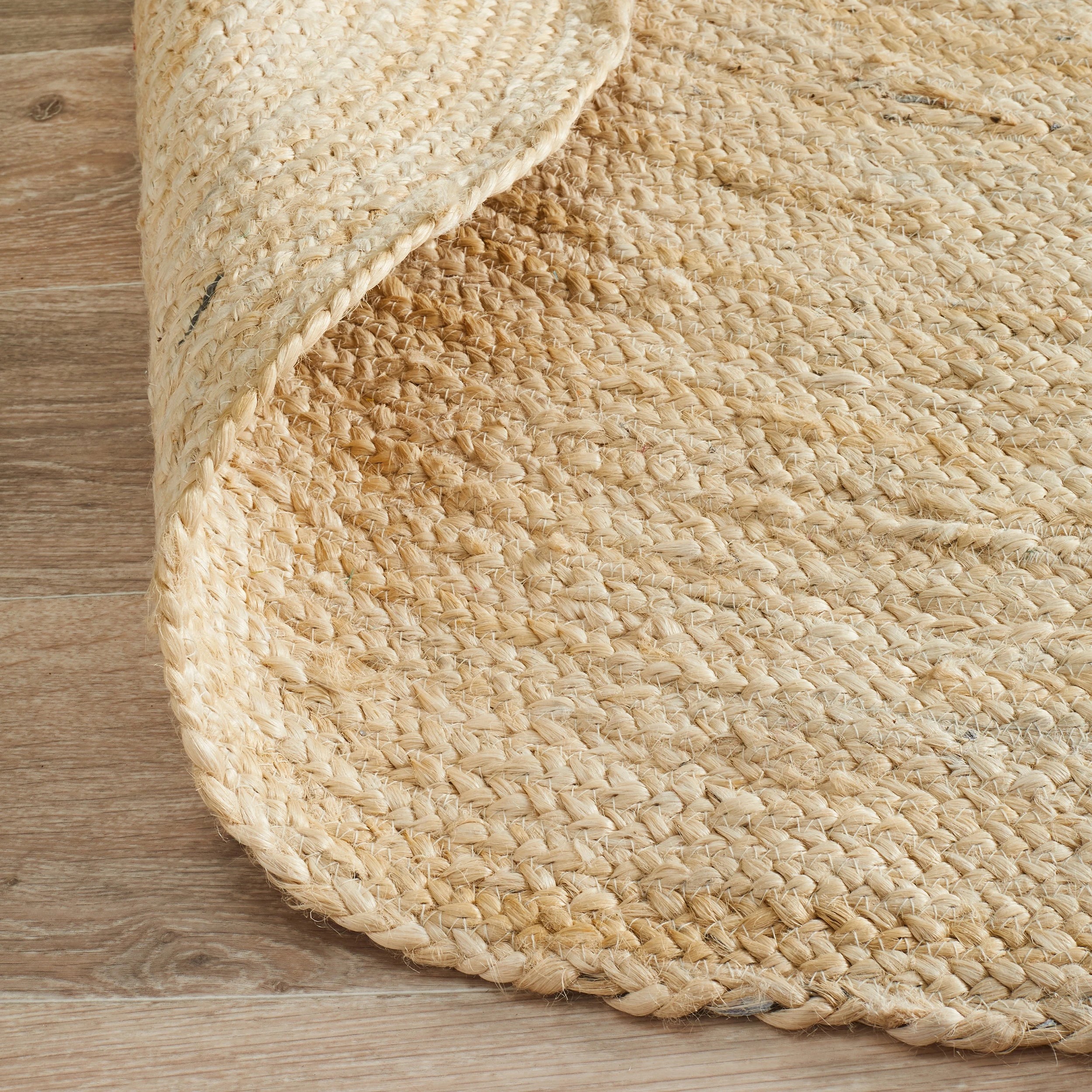 6 Common Ground Rugs Solace Polo 150x150cm - Small Jute Round Rug - White, 6 of 6