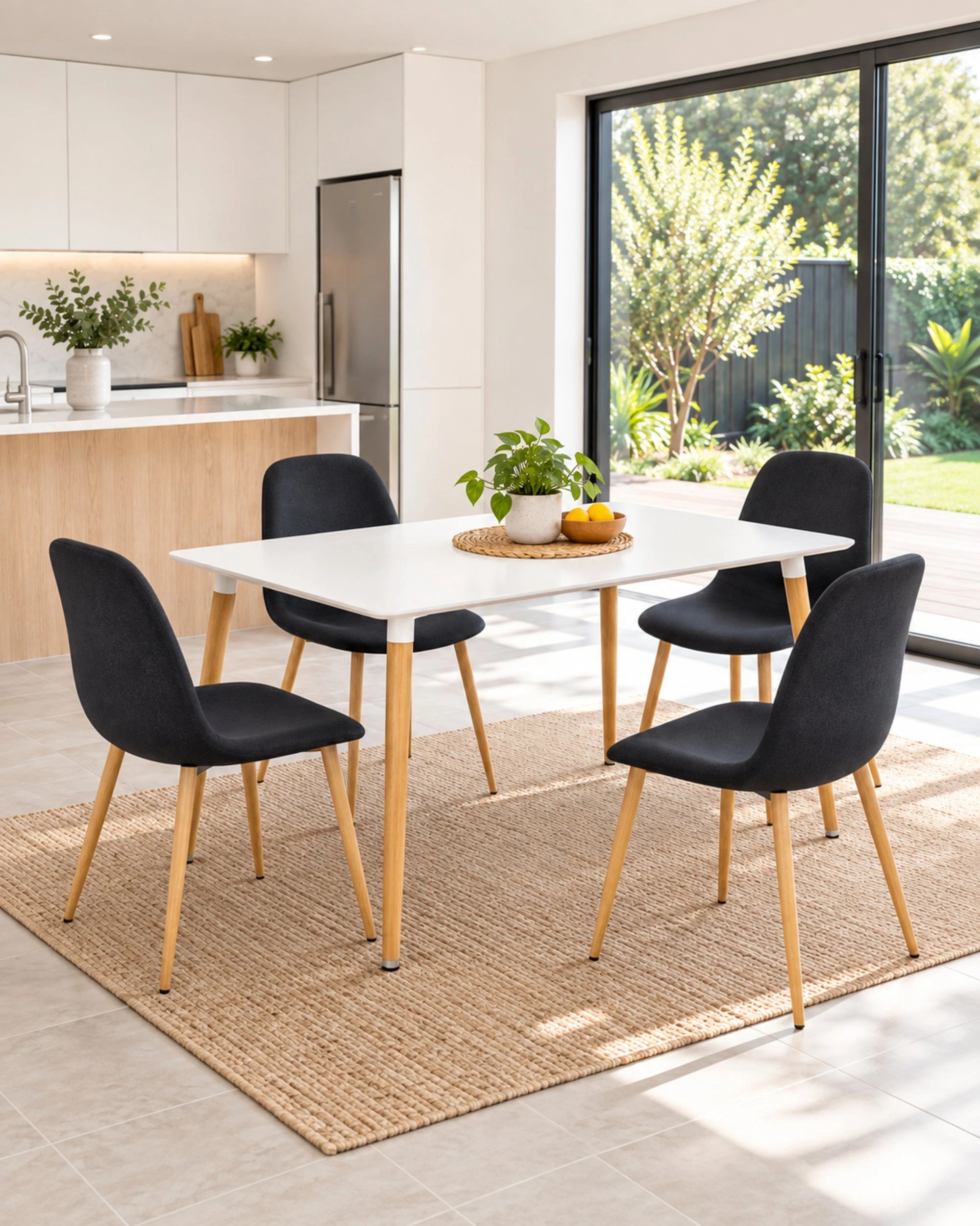 10 Foret 5 Piece Dining Set 120cm Table 4 Chairs White Dark Grey, 10 of 10