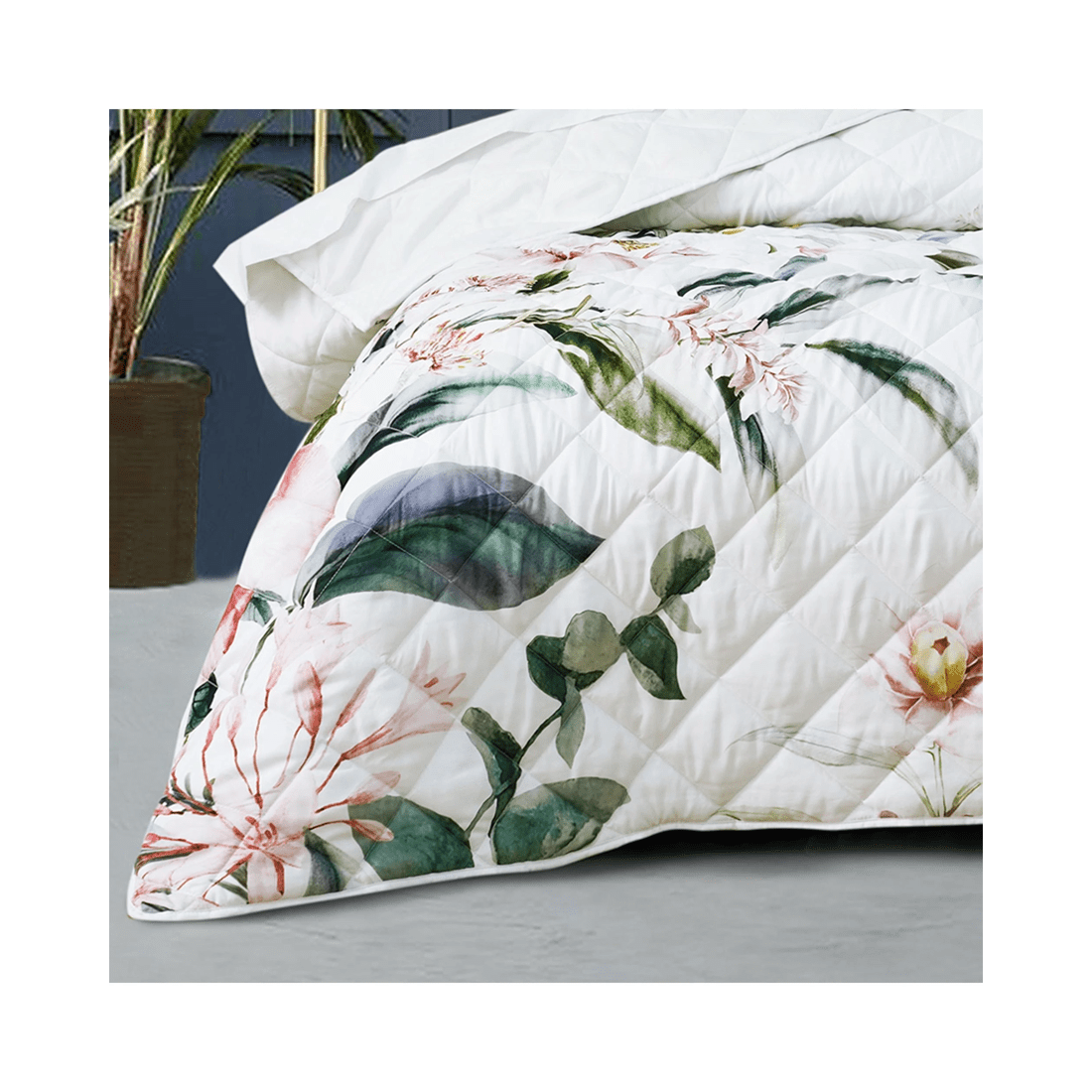 3 Bianca Bedding Indi Quilted Floral Coverlet Set, White Polyester — 1 Coverlet + 2 Pillowcases - White, 3 of 4