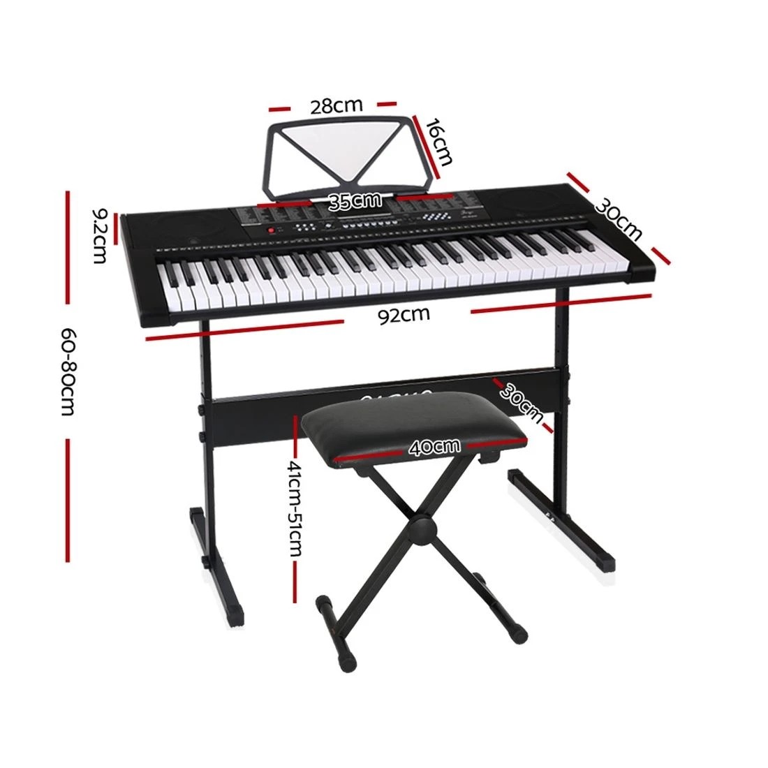2 Alpha 61 Keys Electronic Piano Keyboard Digital Electric w/ Stand Stool Speaker - Black, 2 of 5