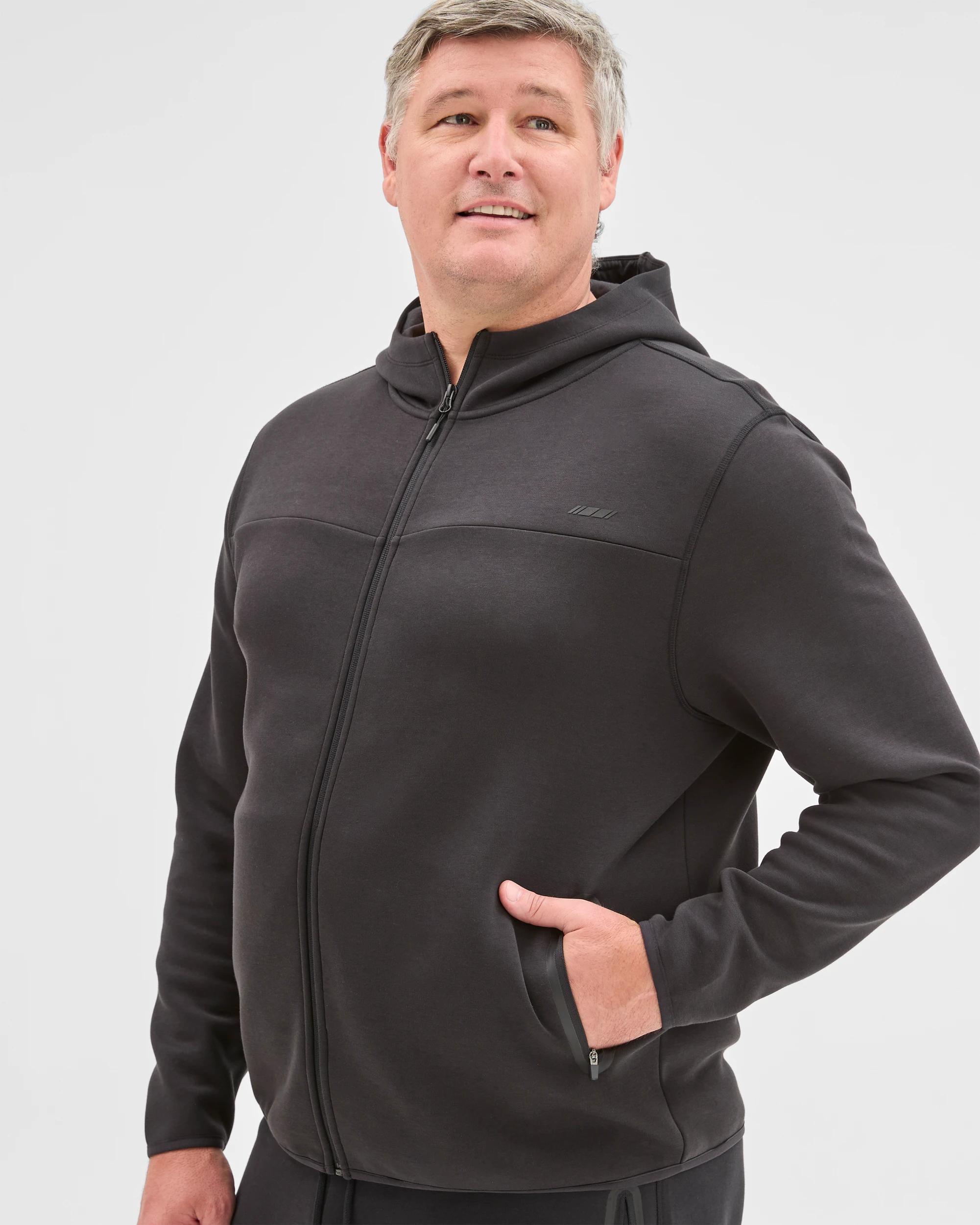 3 Target Man Plus Plus Size Australian Cotton Blend Active Zip Through Fleece Hoodie BLACK, 3 of 5