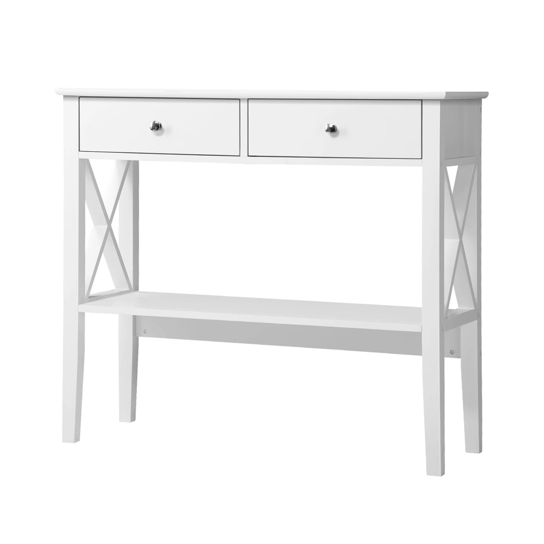 1 Oikiture Console Table Hall Side Entry 2 Drawers Hallway Display Shelf Desk
 - White, 1 of 10