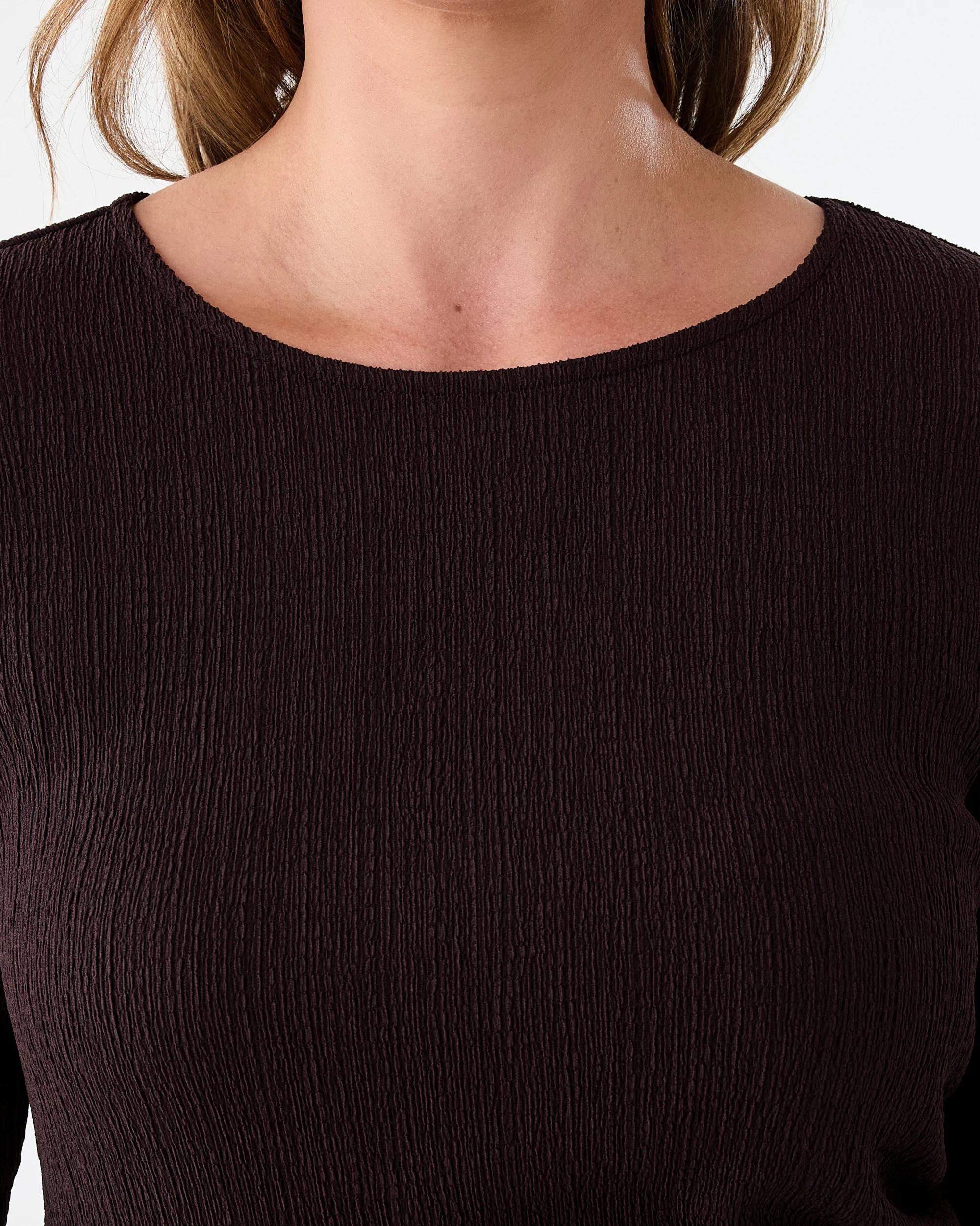 5 Long Sleeve Asymmetrical Lace Trim Top Choc Plum, 5 of 7