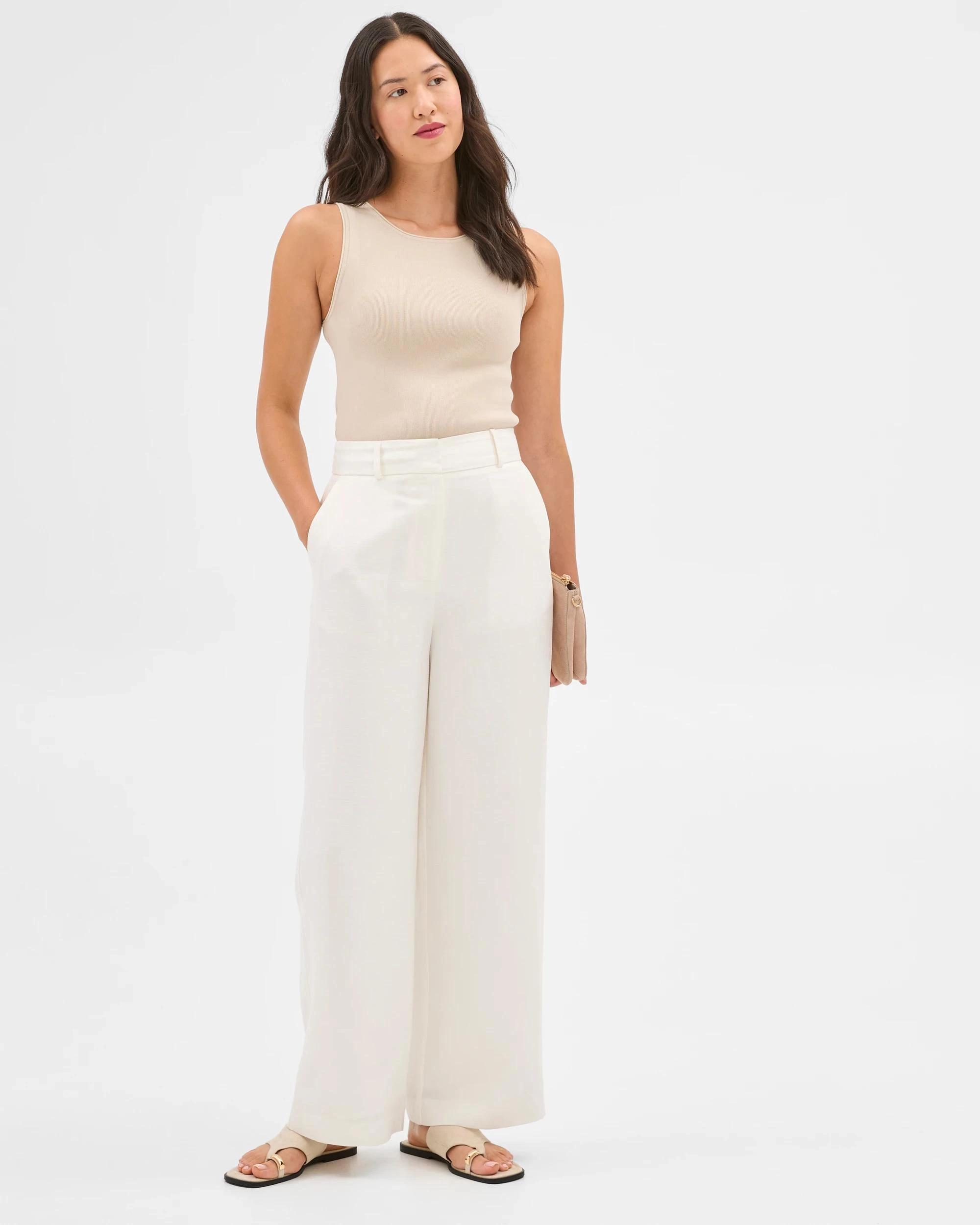 2 Preview Boat Neck Crepe Tank Top BONE, 2 of 6