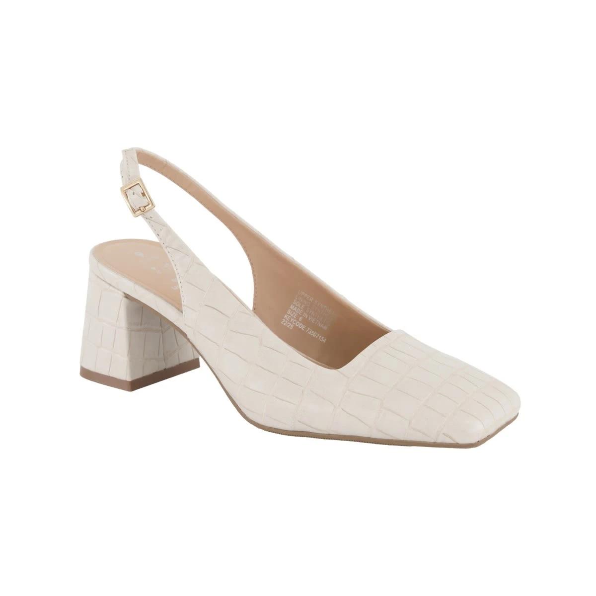 2 Slingback Square Toe Heels CROC IVORY, 2 of 5