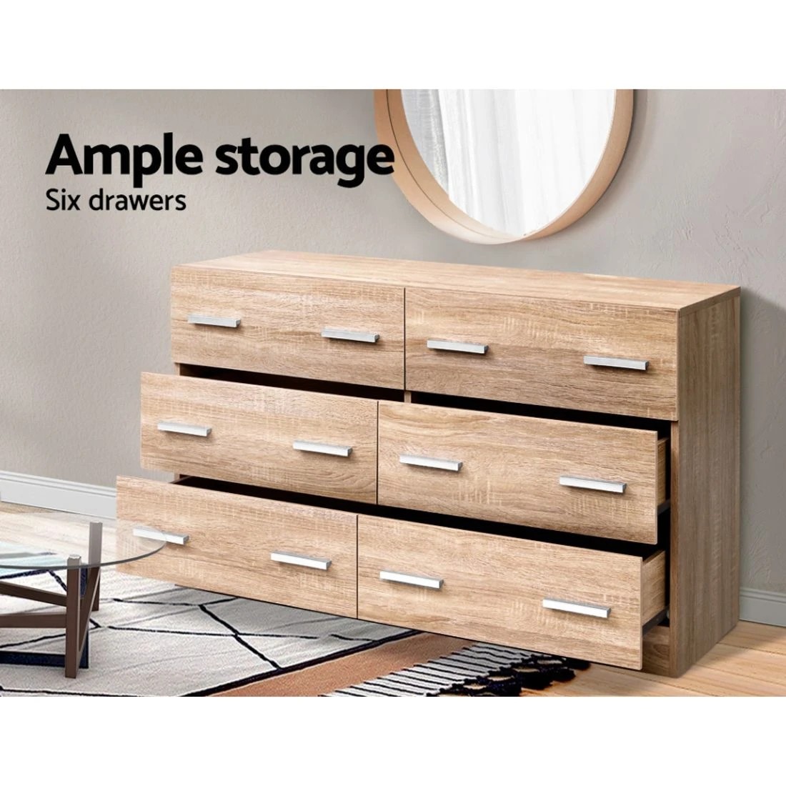 6 Artiss 6 Chest of Drawers - Natural, 6 of 8