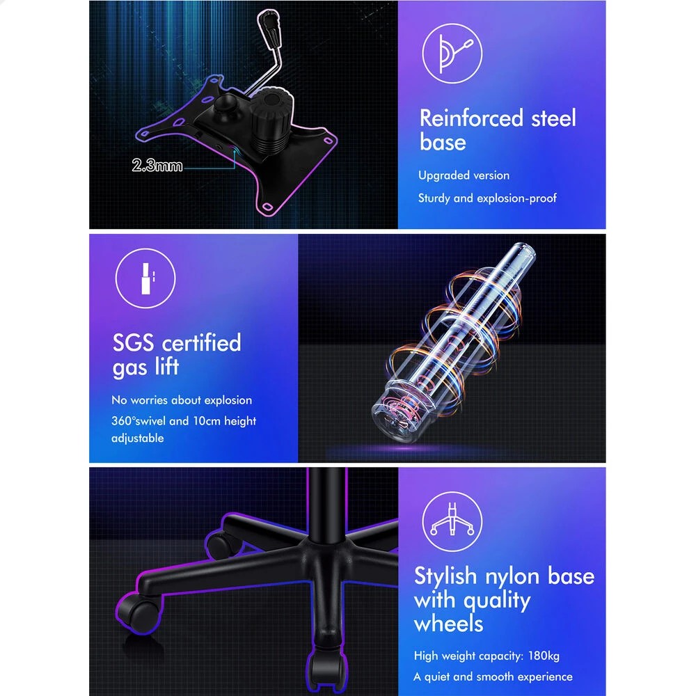 8 Alfordson Gaming Chair Racing Office Executive Computer Seat Work - Black, 8 of 10