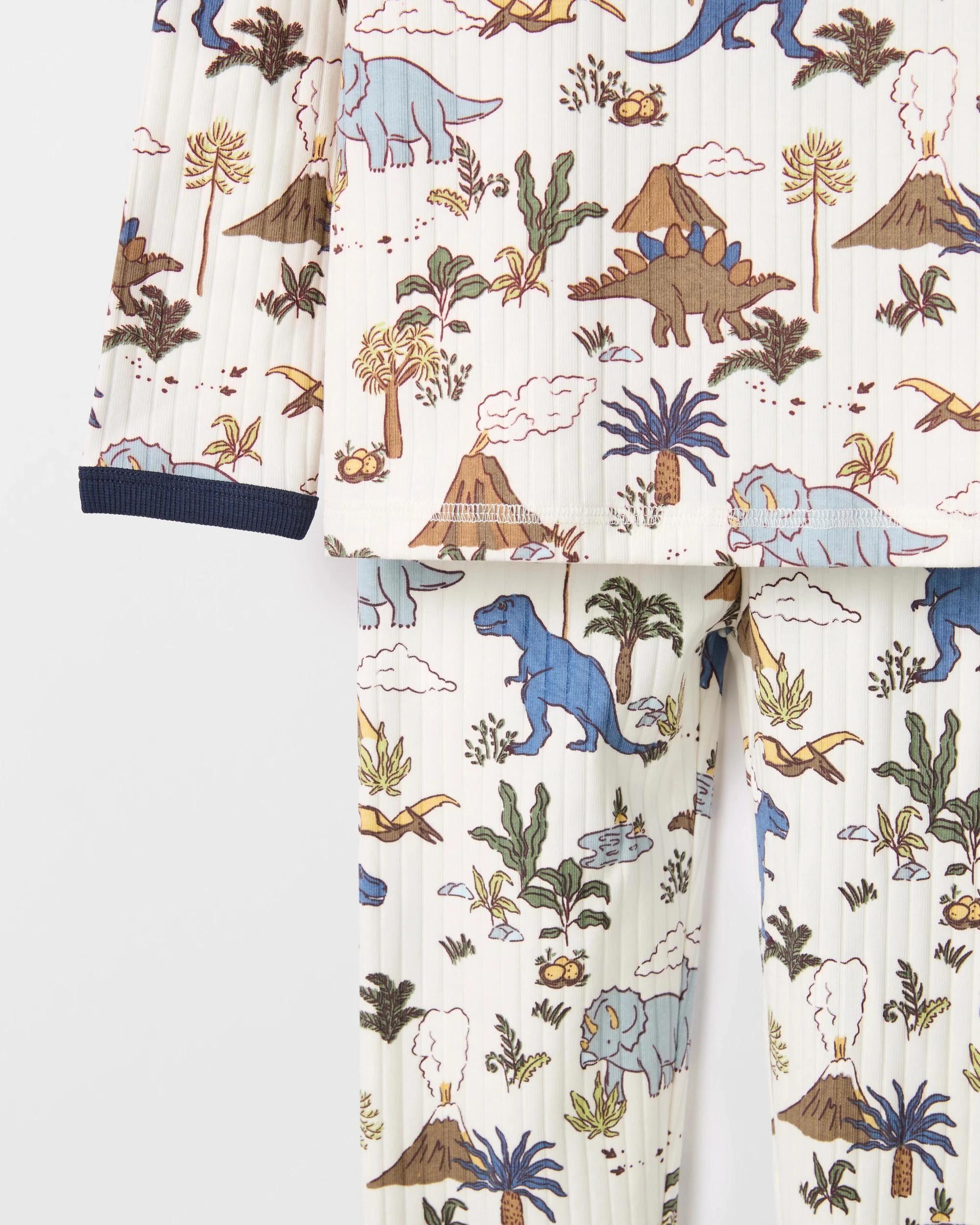 3 Target Kids Australian Cotton Younger Boys Rib Pyjama Set DINO, 3 of 4