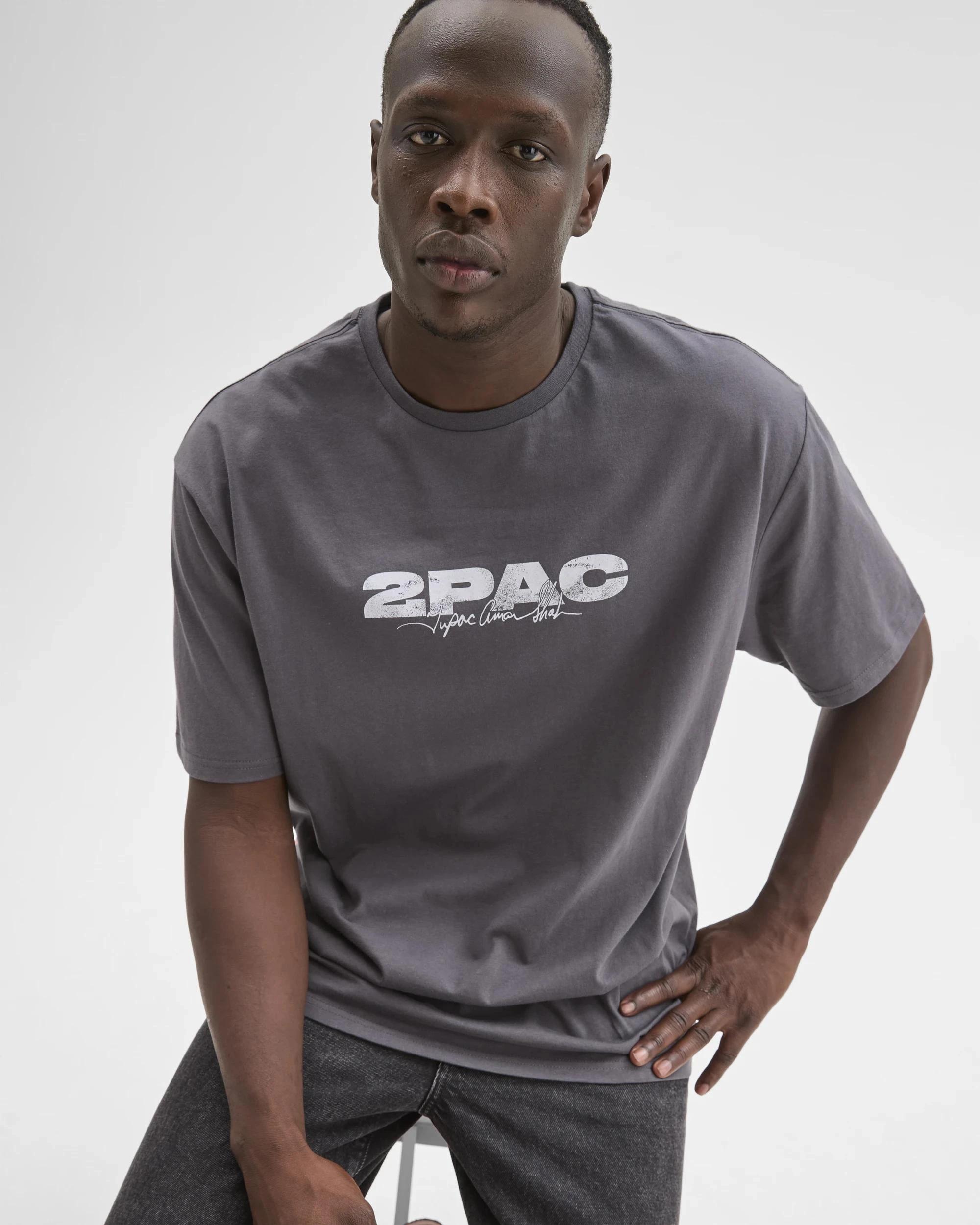 3 Licensed Australian Cotton Tupac Relaxed T-Shirt BLACK, 3 of 6