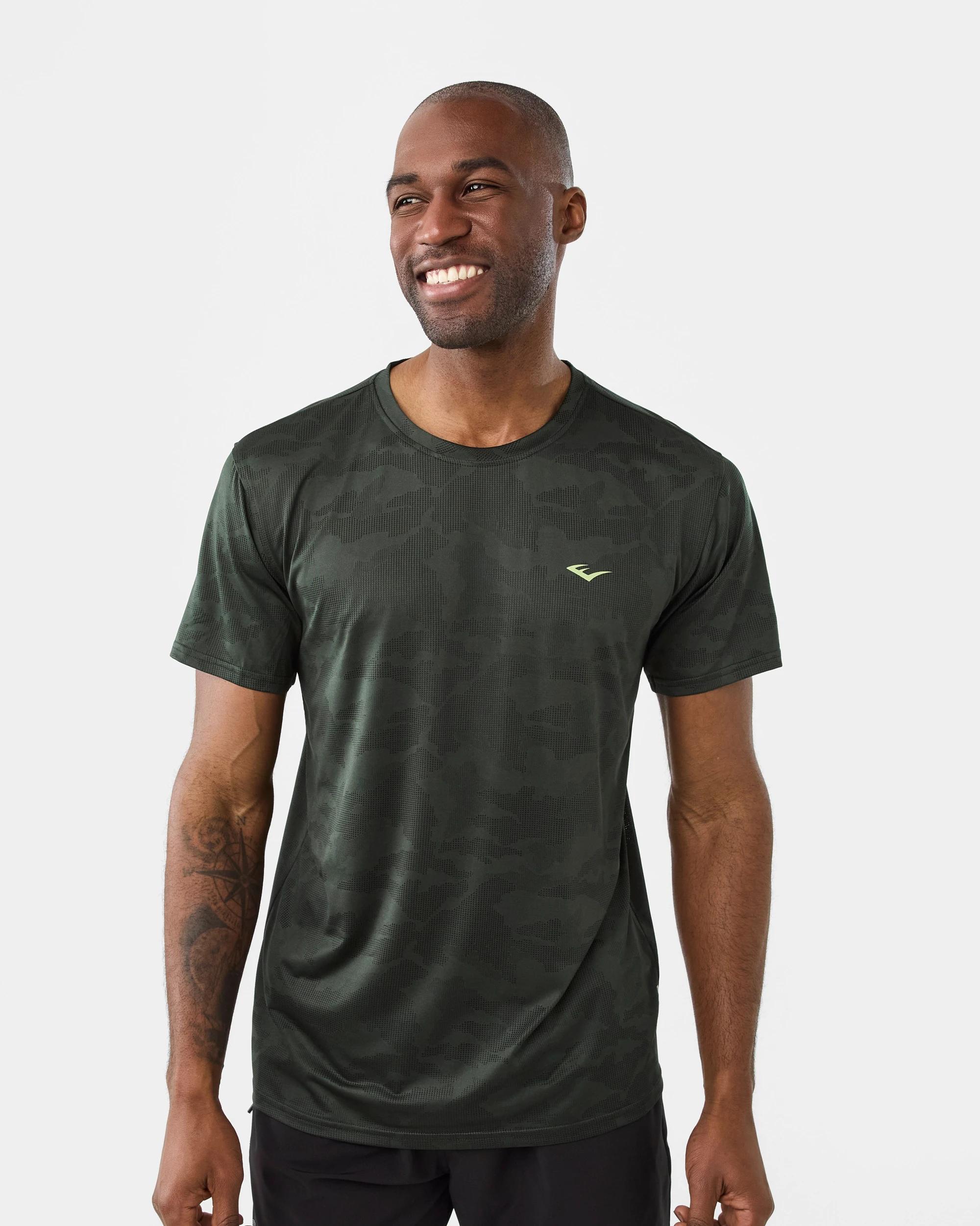 1 Everlast Mens Evertech Jaquard Training T-shirt Green Camo, 1 of 7