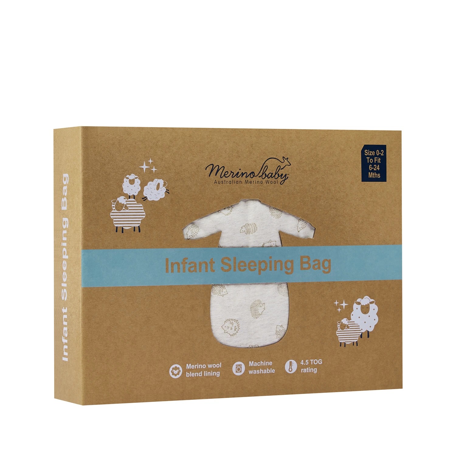 2 Merino Baby Australian Merino Wool Sleeping bag Sand, 2 of 8