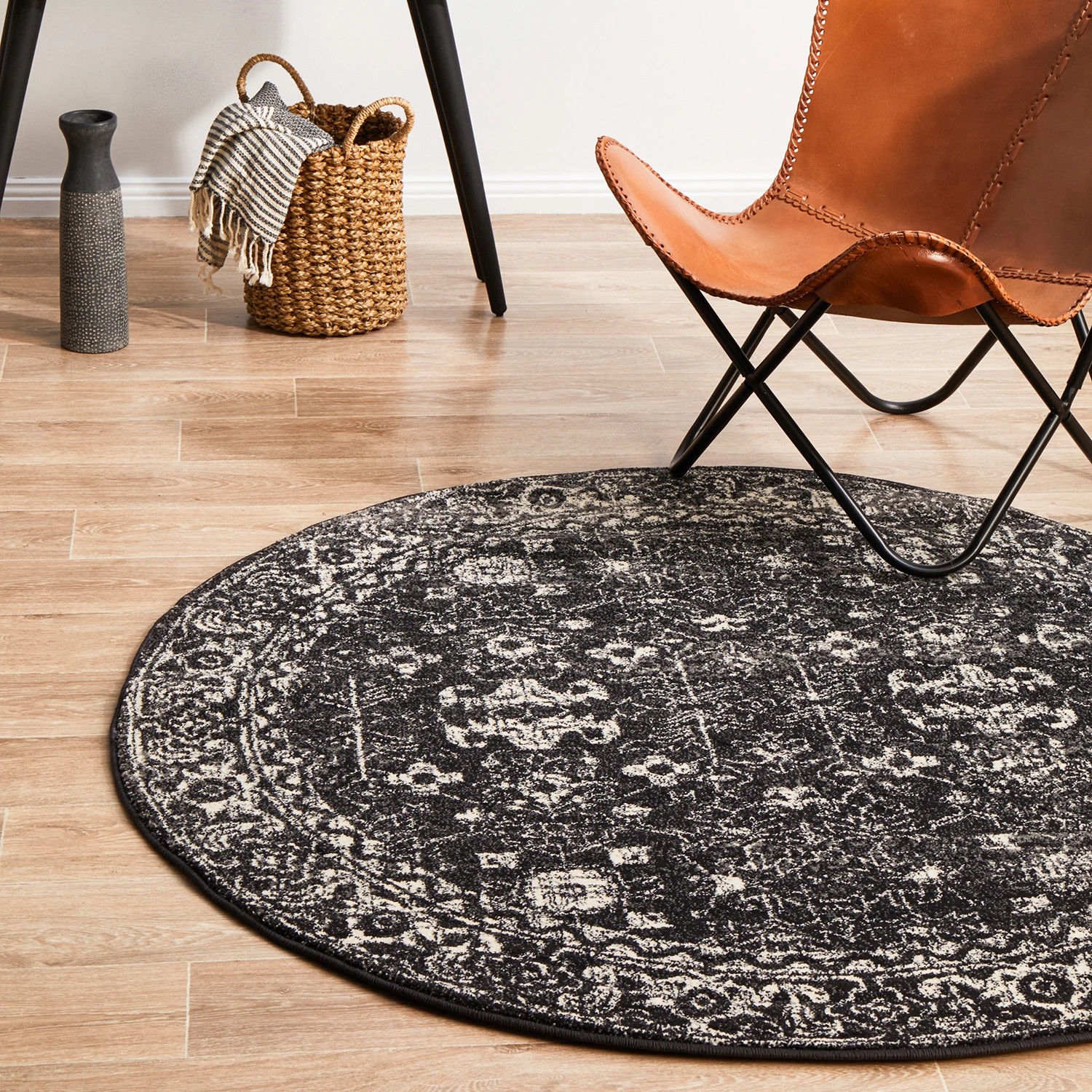 3 Common Ground Rugs Encore 252 200x200cm Round - Medium Pet Friendly Rug - Charcoal, 3 of 8