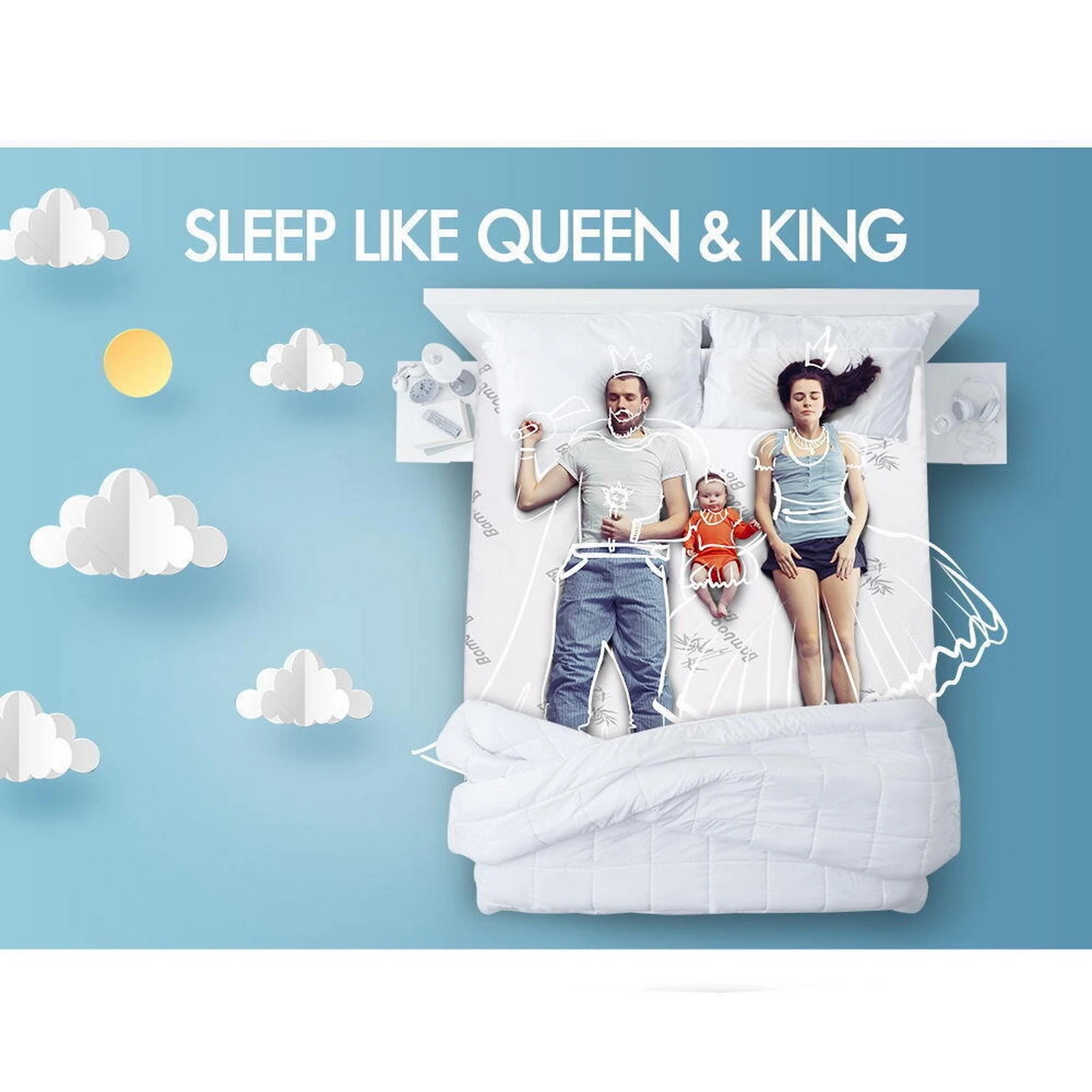 10 Starry Eucalypt 8cm Memory Foam Mattress Topper 7-Zone Graphite - Queen Bed, 10 of 10