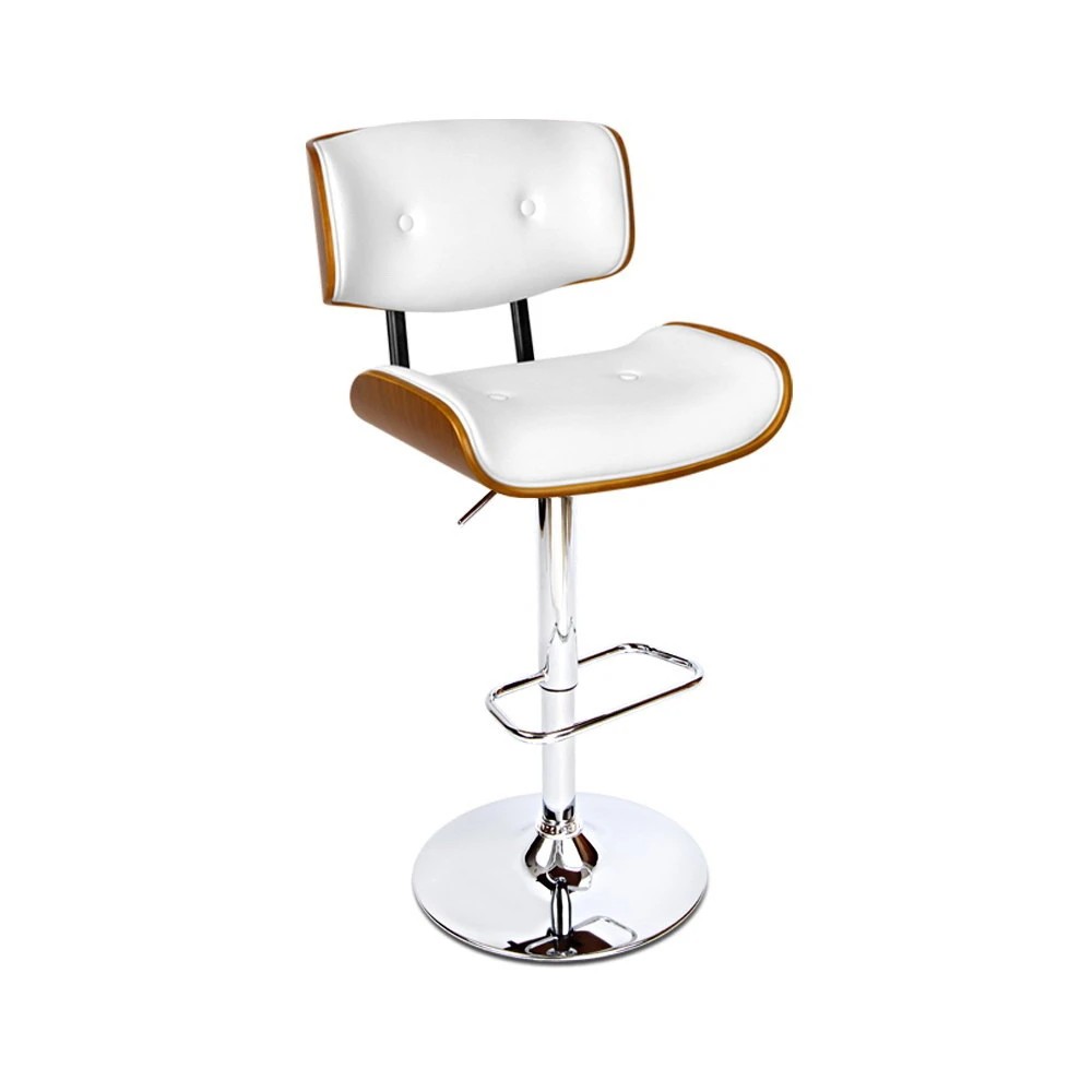 1 Artiss Bar Stools Gas Lift Leather - White, 1 of 7