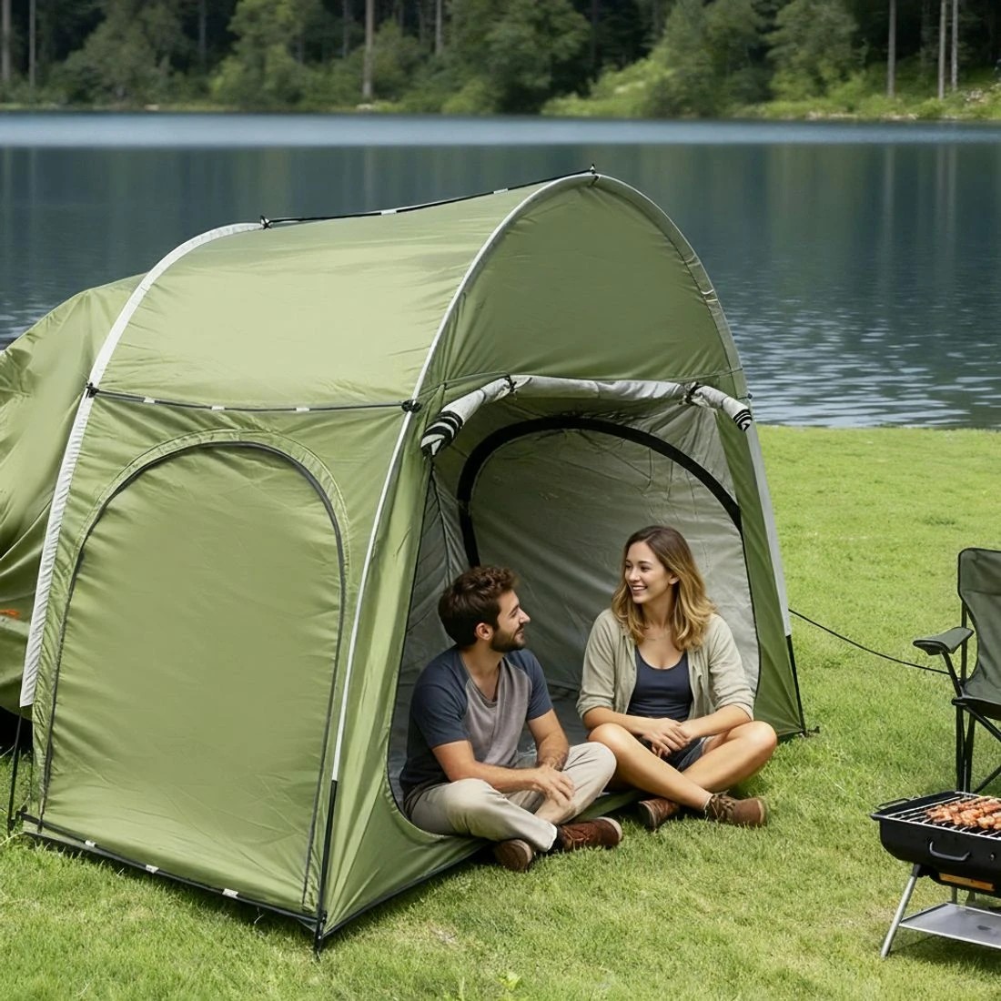 5 Weisshorn Camping Tent Car SUV Rear Hatchback Tents Canopy Portable Outdoor Family - Green, 5 of 8