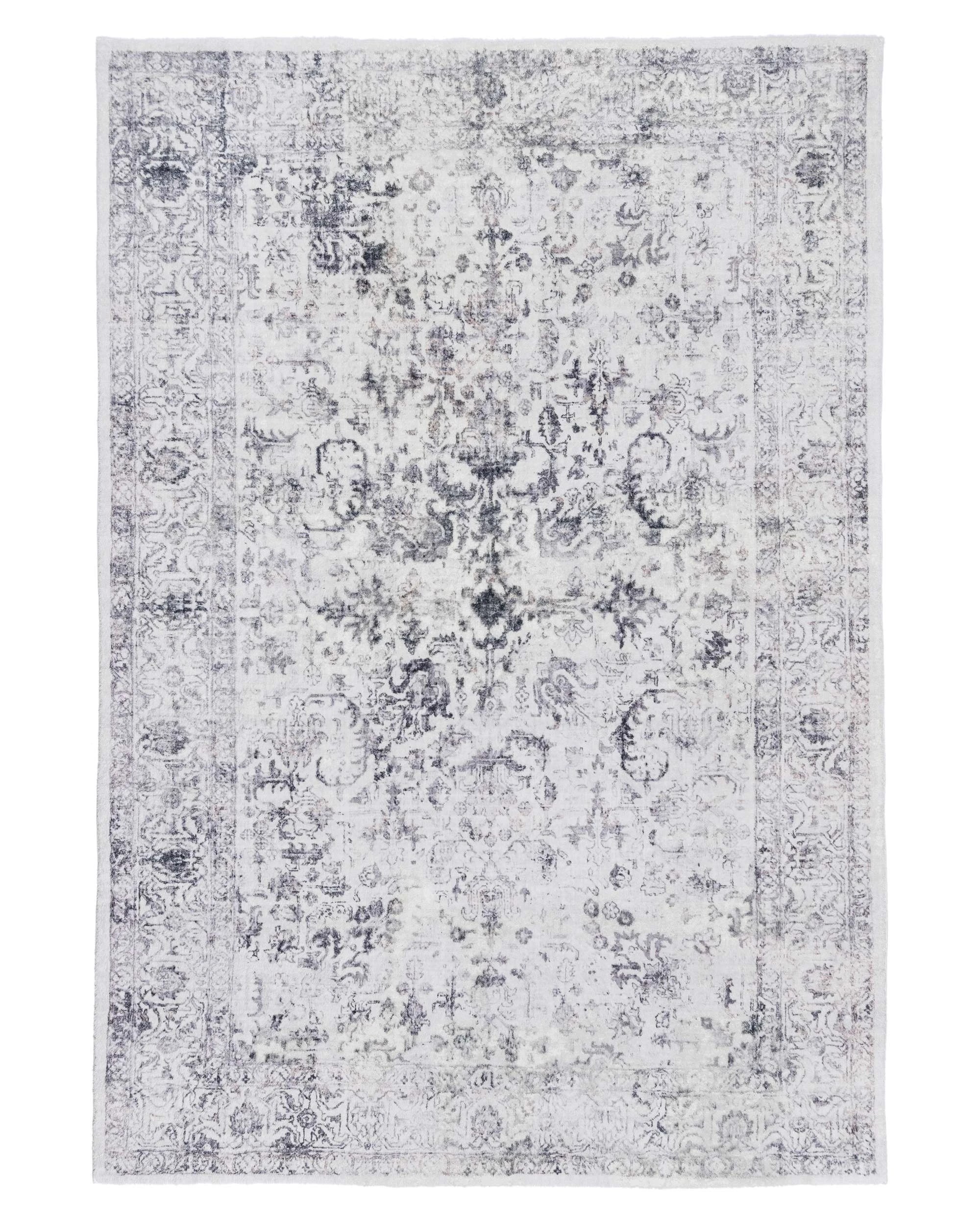 1 Loopsie Sakalar Floral Medallion Washable Rug-330cm x 240cm - Grey, 1 of 7