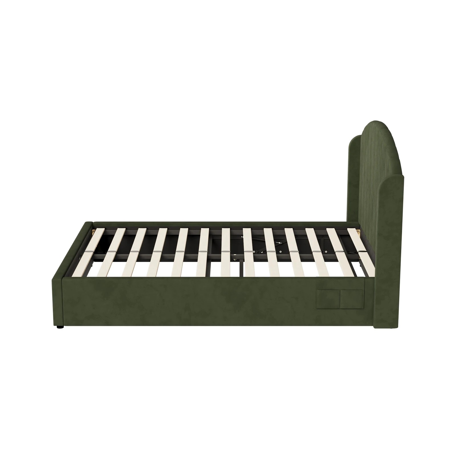 7 Oikiture Bed Frame Queen Size With Gas Lift Storage USB Charging Velvet - Green, 7 of 9