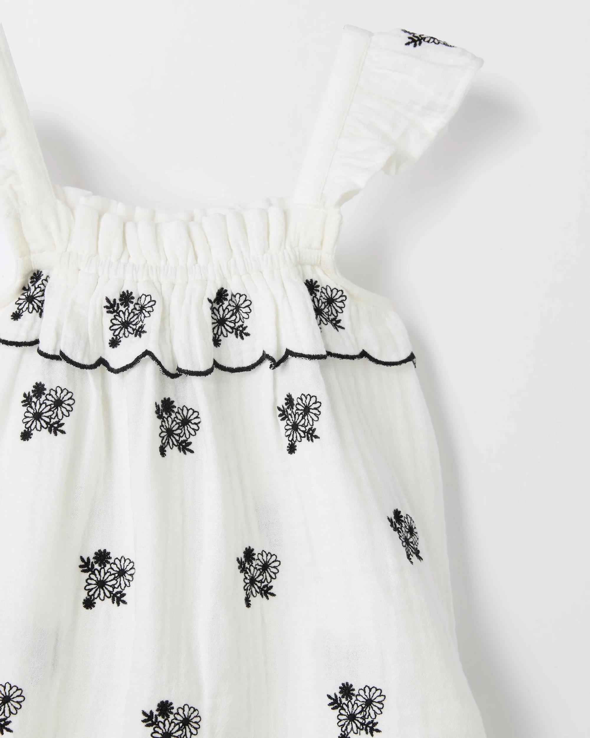 6 Target Kids Woven Ruffle Embroidered Top & Pants Coord Set CREAM, 6 of 6