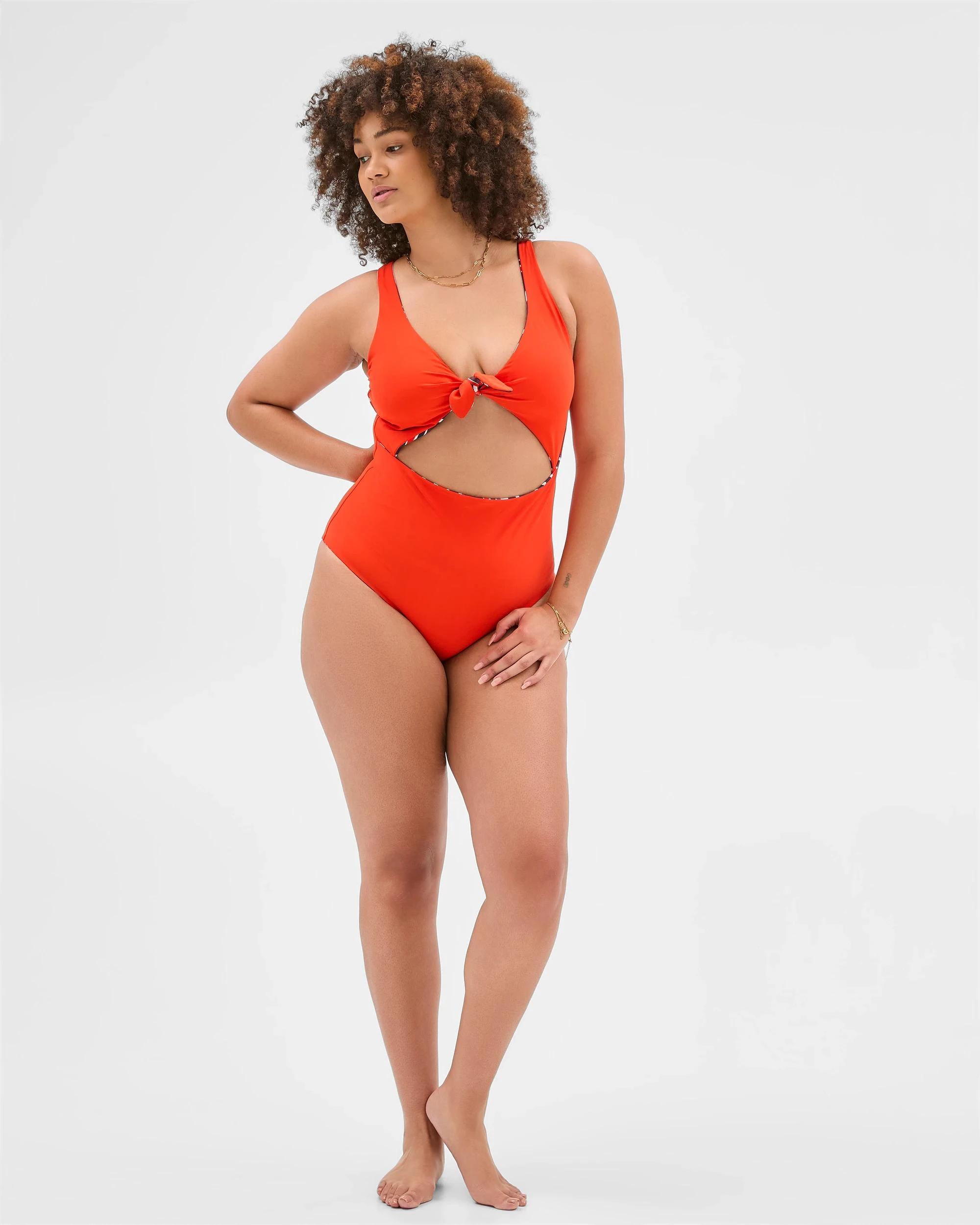 7 Target Resort Reversible Twist Front One Piece Bathers TANGERINE/SUMMER ABSTRACT, 7 of 10