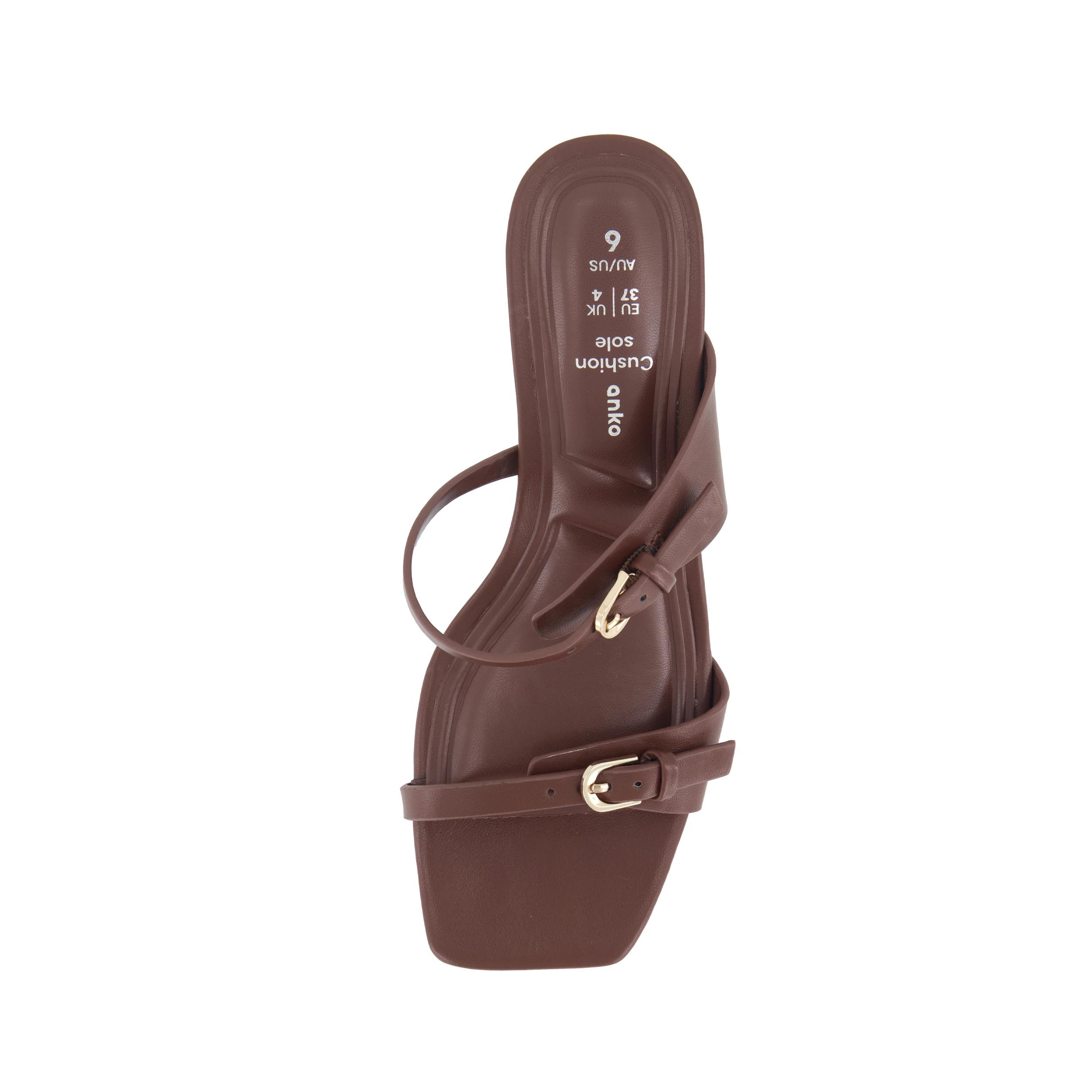 3 Two Strap Buckle Mules Chocolate, 3 of 5