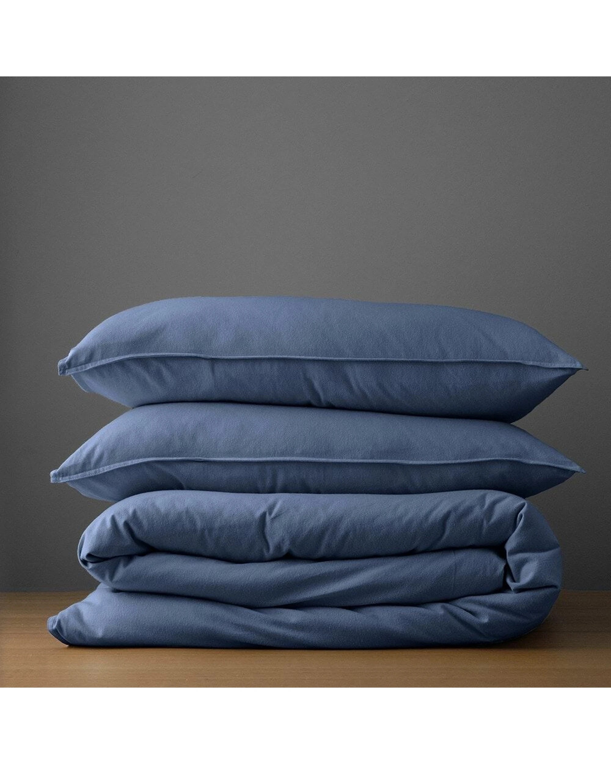 4 Canningvale Cozi Cotton Flannelette Quilt Bed Bedding Cover Set Ink Double - Blue, 4 of 5