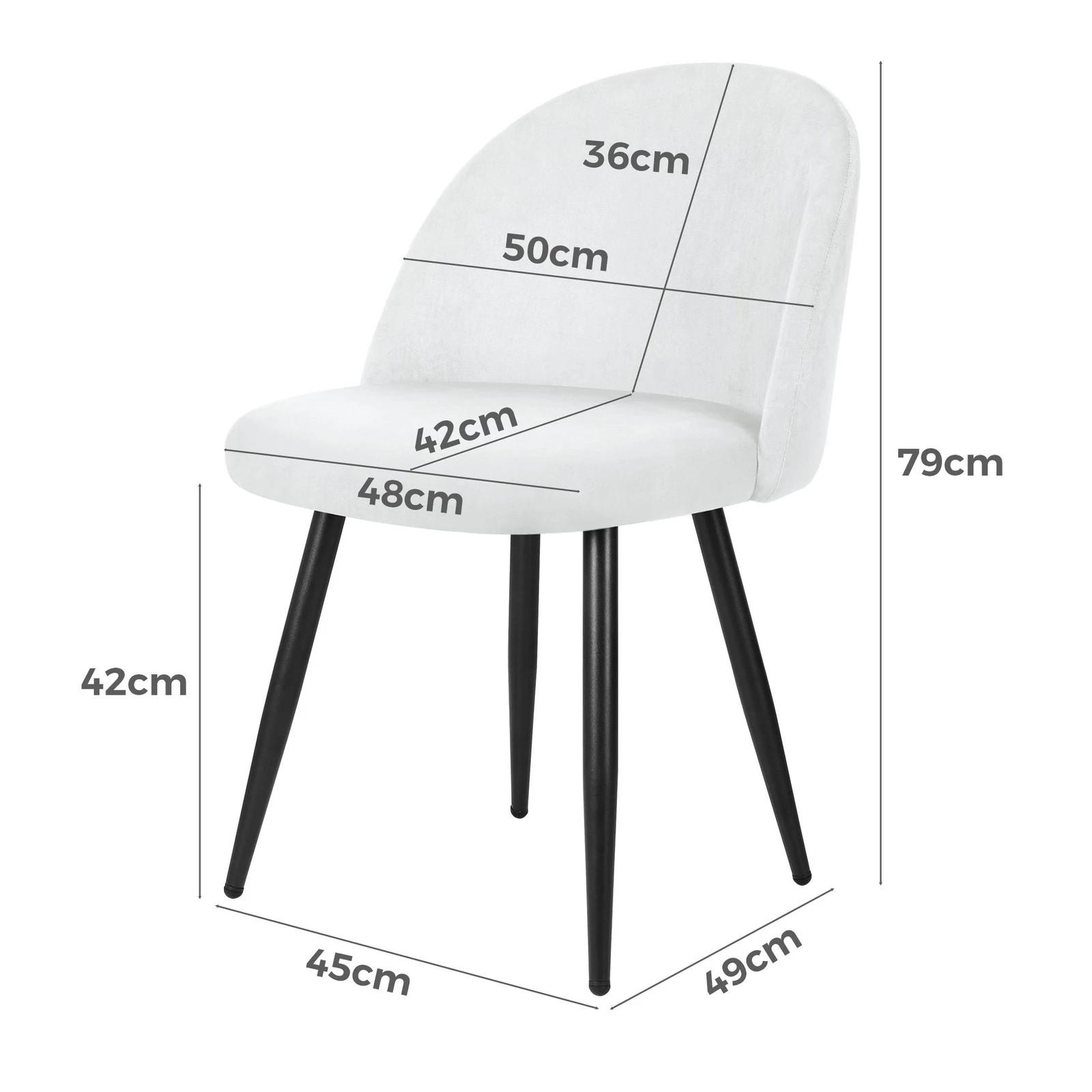 5 Alfordson 2x Dining Chairs Kitchen Accent Lounge Seat Metal Velvet - White, 5 of 9