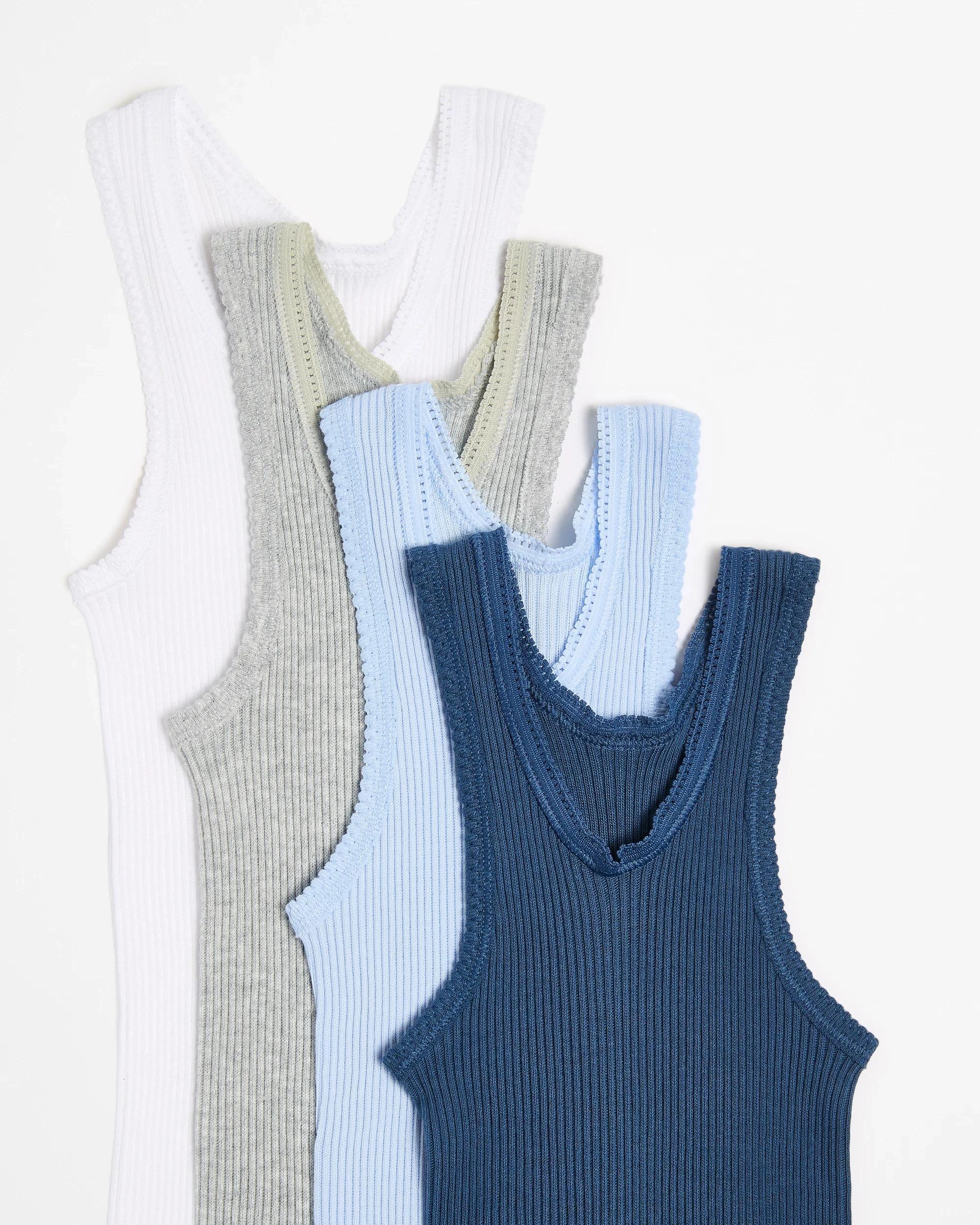 2 Bonds Baby Singlets 4 Pack - Blues/Grey/White BLUES/GREY/WHITE, 2 of 2
