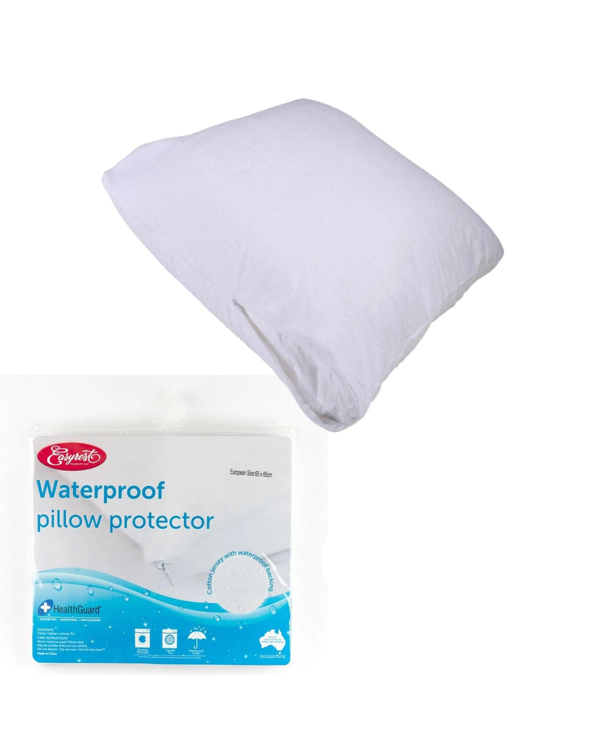 1 Easyrest Bamboo Cotton Jersey Waterproof European Pillow Protector - White, 1 of 2