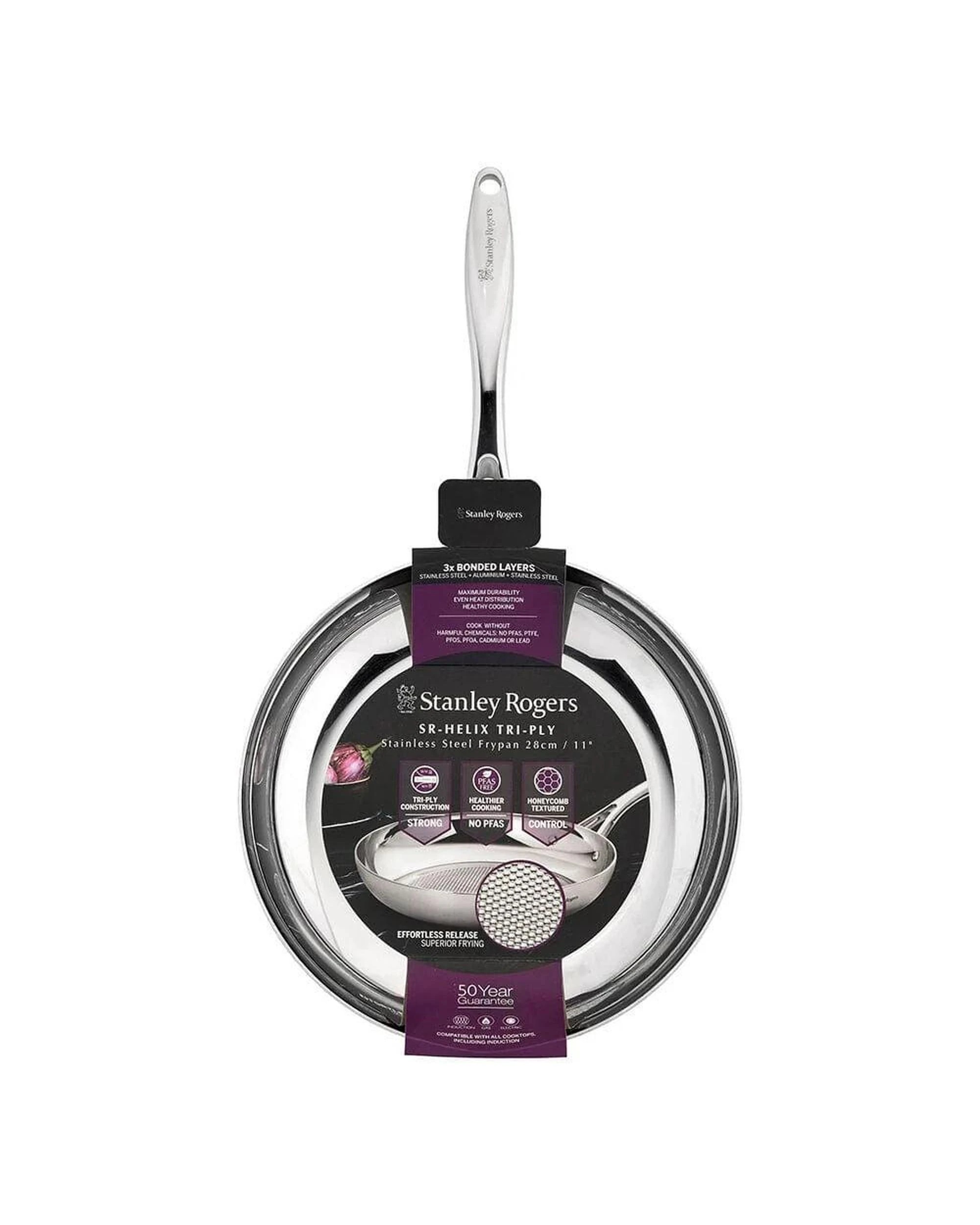 4 Stanley Rogers TryPly Helix Frypan 28cm Stainless Steel Suits Induction, 4 of 6