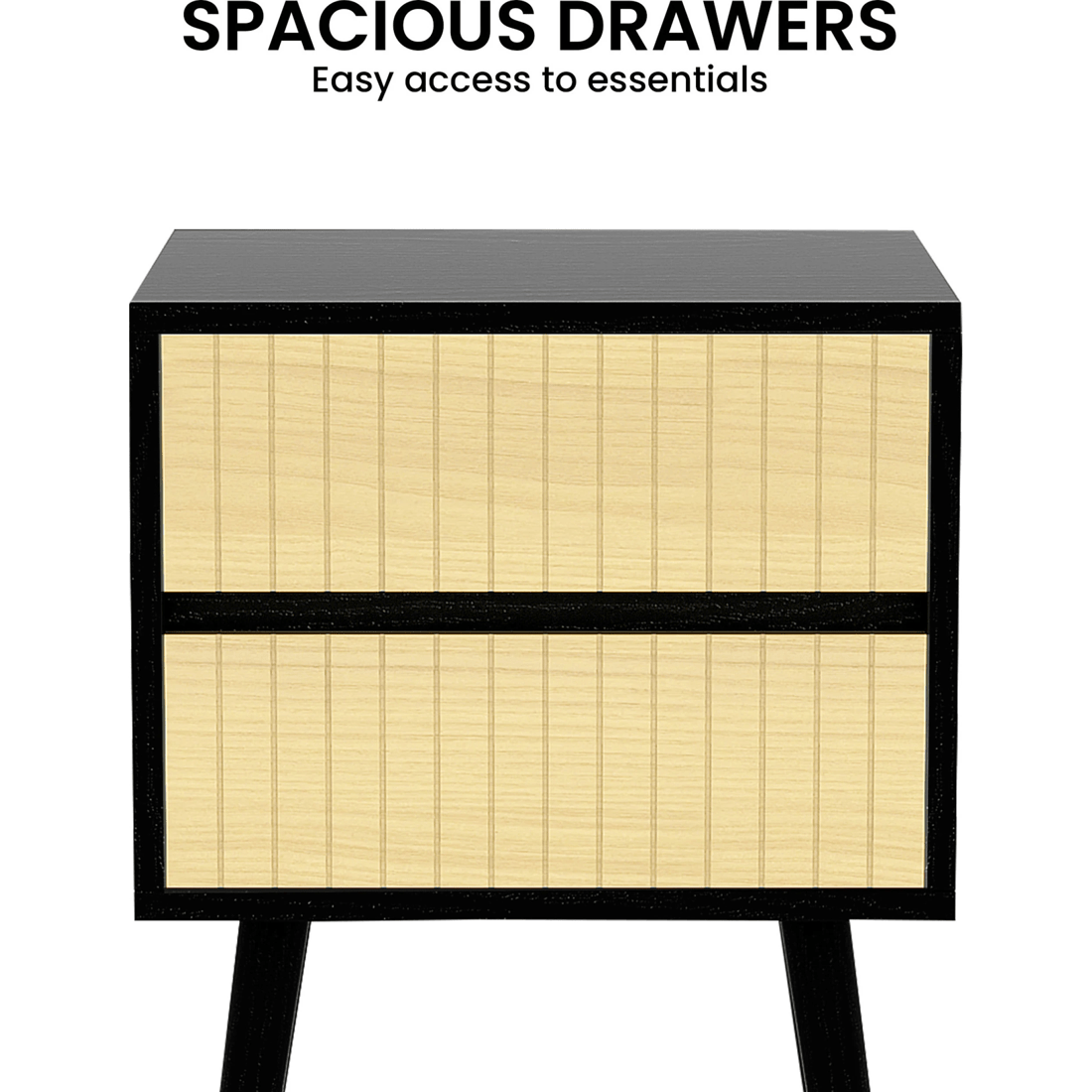 6 Sarantino Ivan Bedside Table Night Stand - Black Natural, 6 of 9