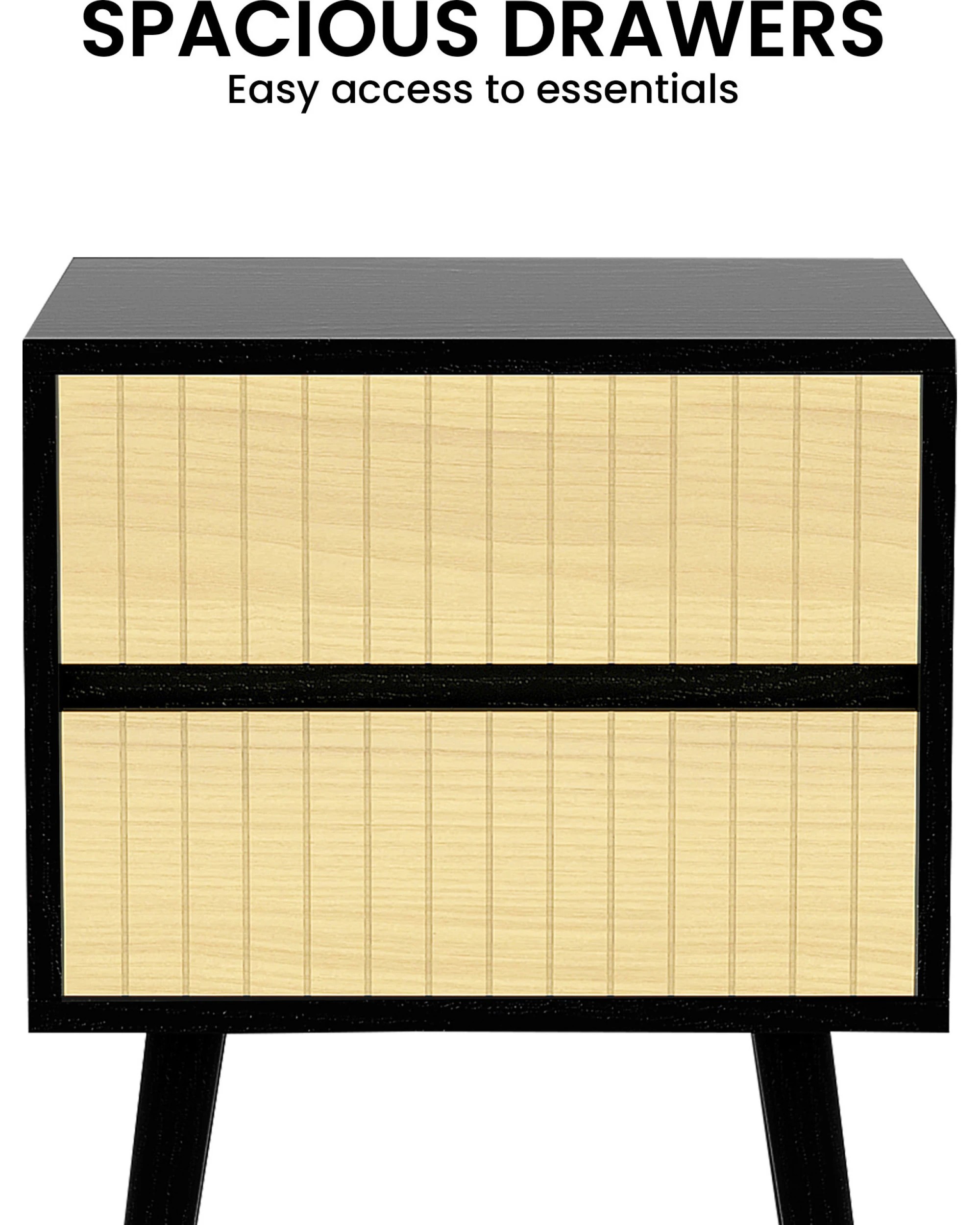 6 Sarantino Ivan Bedside Table Night Stand - Black Natural, 6 of 9